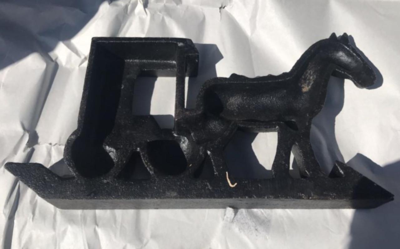 American Folky Iron Door Stop of Horse and Buggy For Sale