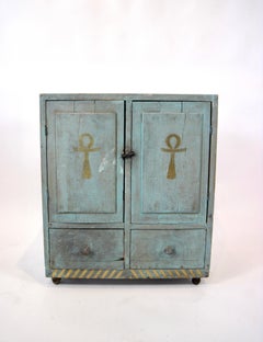 Folk Art Painted Salvaged Wood Cabinet, Late 20th Century, Outsider Art