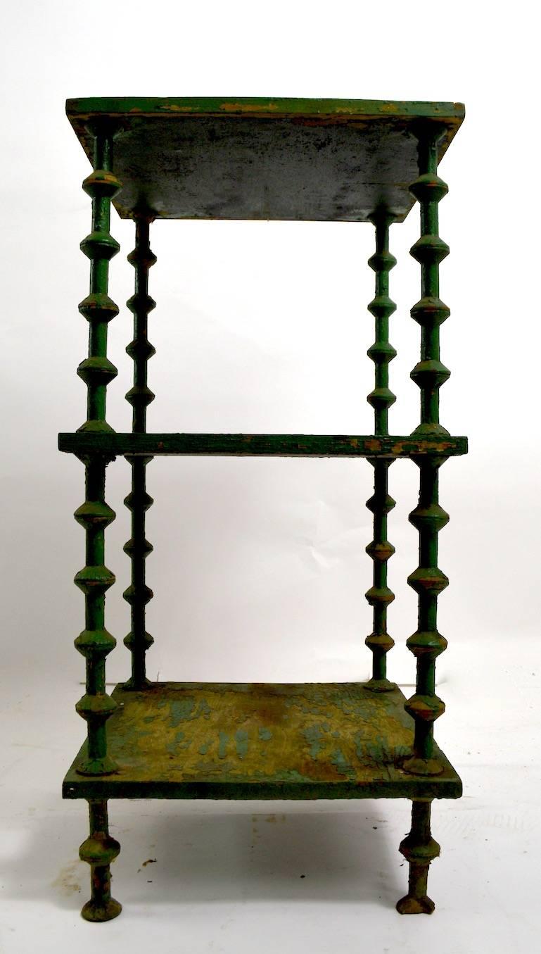 Rustic Folky Spool Table in Old Green Paint Finish