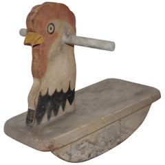 Jouet à bascule artisanal vintage pour enfant avec poulet