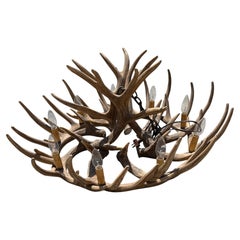 Folky Wooden Elk Horn Chandelier