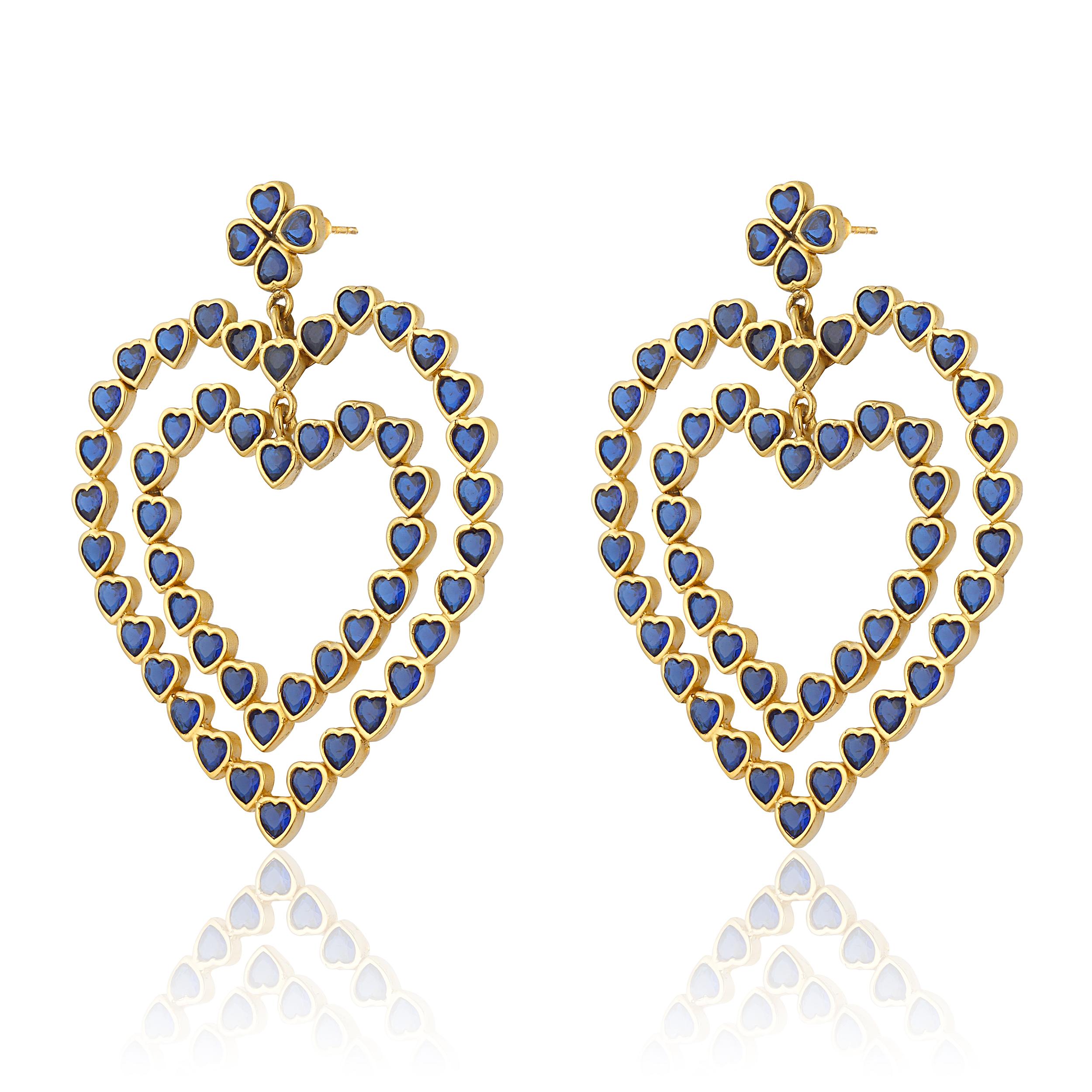 Heart Cut Follow Your Heart Earrings - Dark Blue For Sale