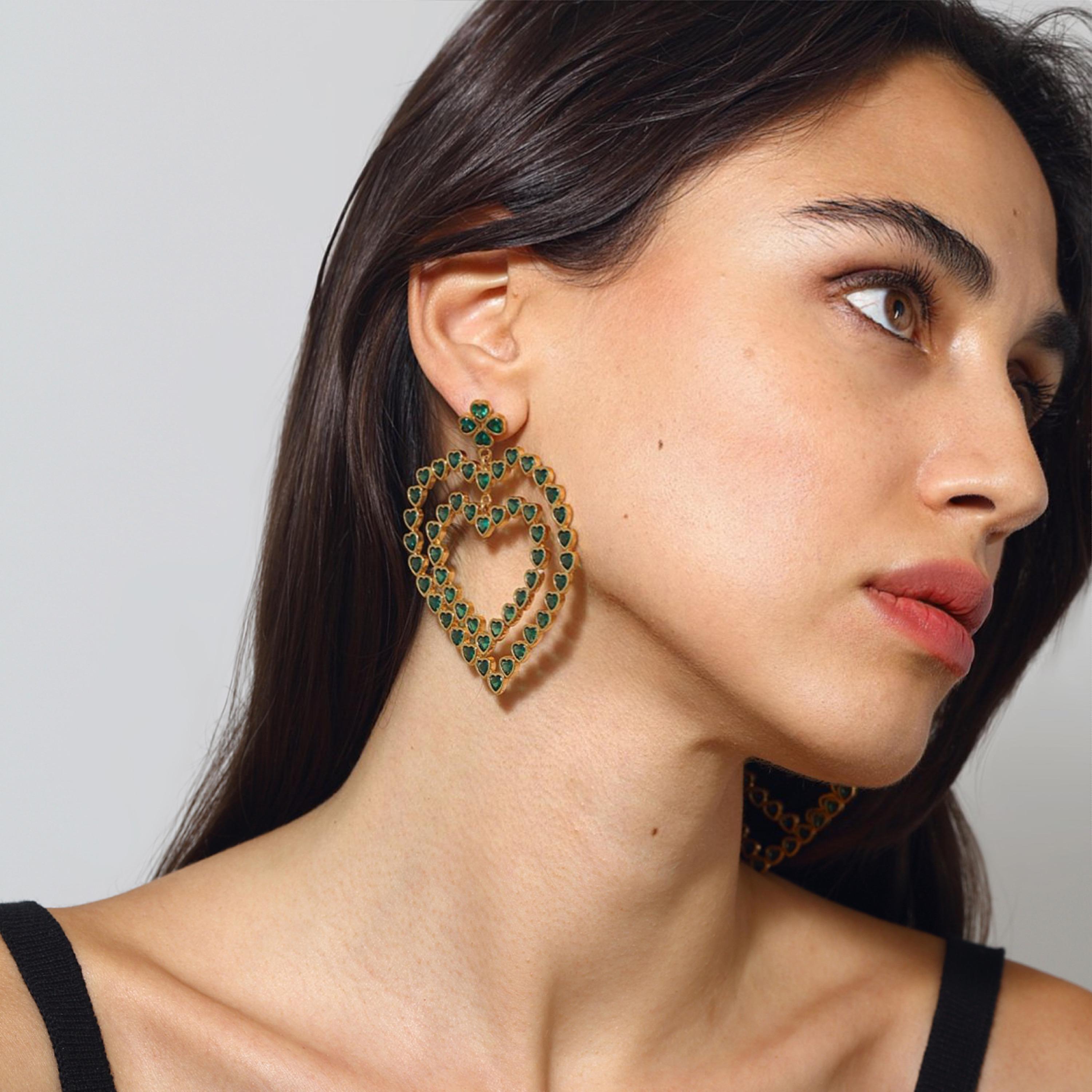 - **Unique Design**: The Follow Your Heart Earrings feature an exceptionally bold design—heart-shaped Swarovski stones that radiate brilliance and elegance, creating a statement piece that captures attention.  

- **Statement Piece**: Designed to