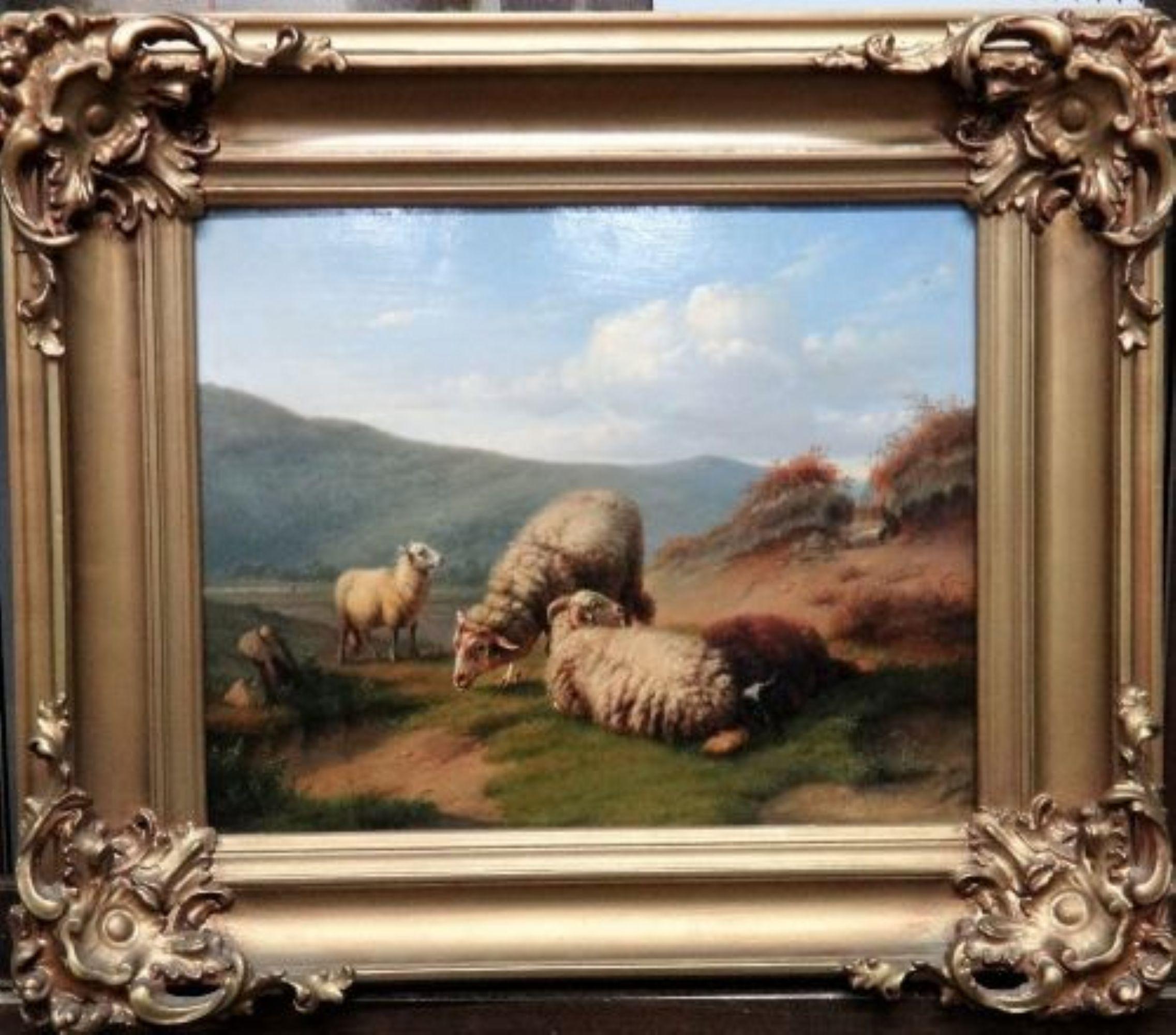 Follower Eugene Joseph Verboeckhoven Animal Painting - Sheep In A Landscape, 19th Century, Follower Of Eugene Verboeckhoven