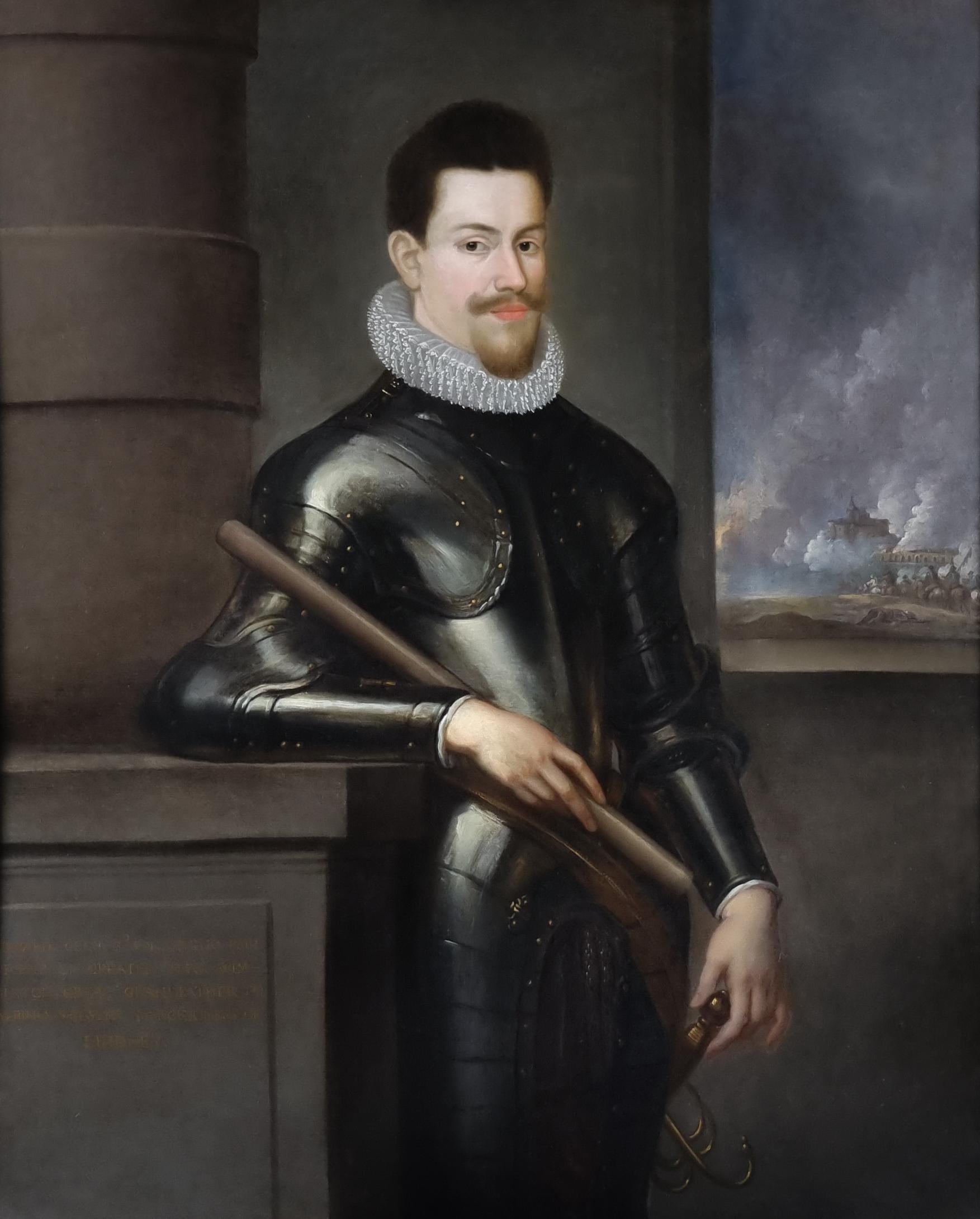 Portrait of a Gentleman in Armour and Holding a Baton, Manor House Provenence - Old Masters Art by (Follower of) Anthony van Dyke