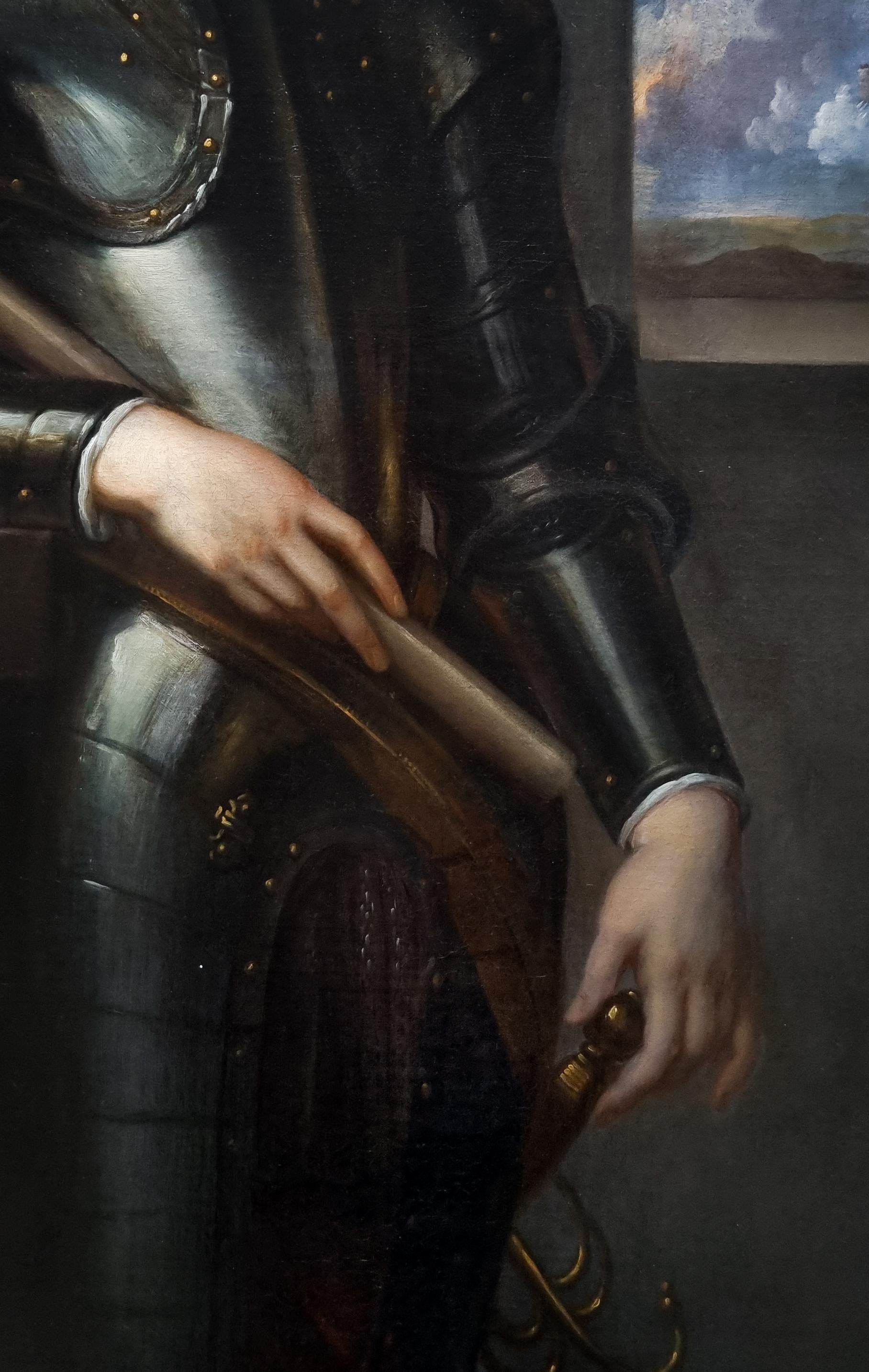 Portrait d'un gentilhomme en armure tenant un bâton, Manor House Provenance en vente 4