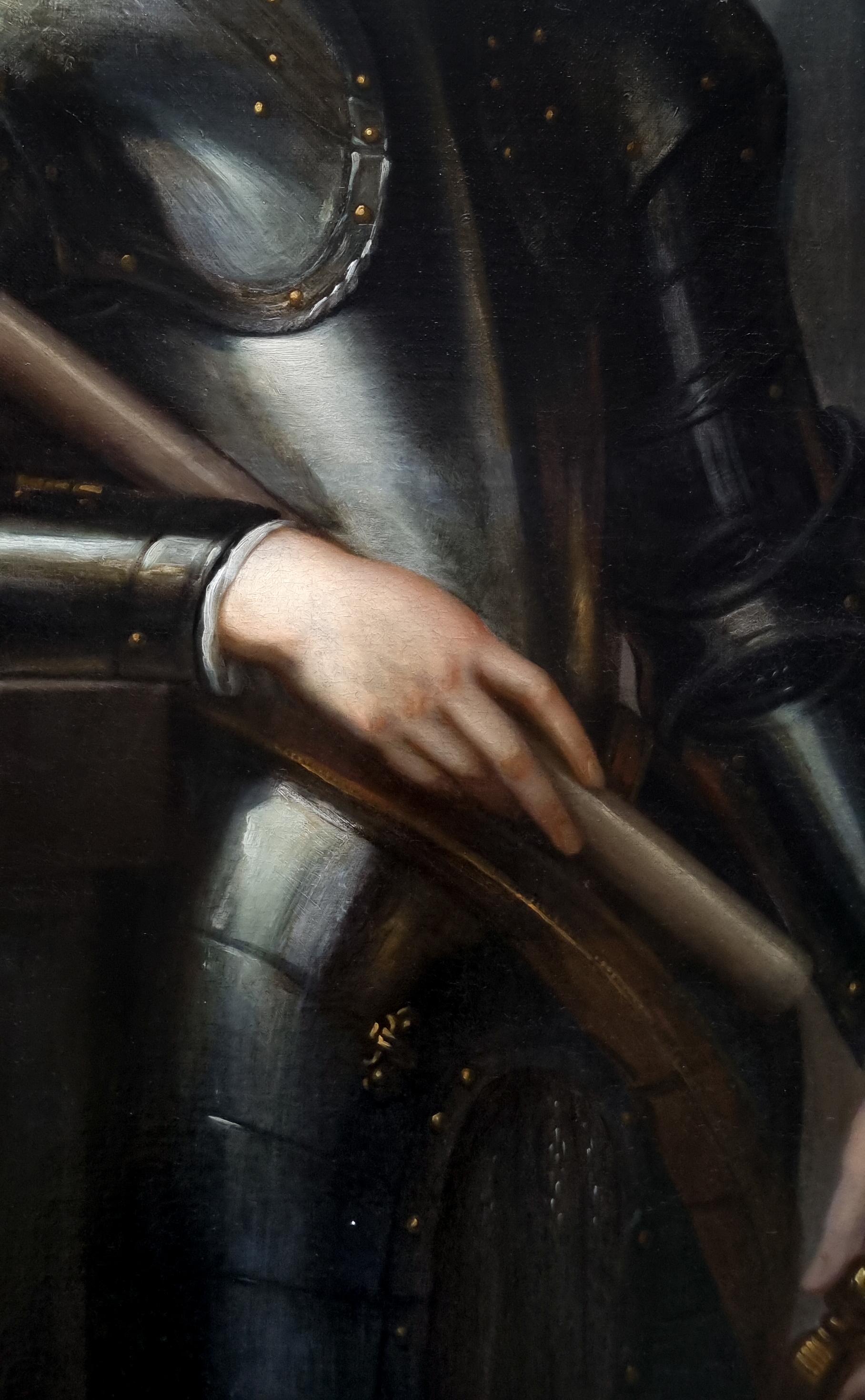 Porträt eines Gentleman in Wappen und hält einen Baton, Provenienz des Herrenhauses im Angebot 5
