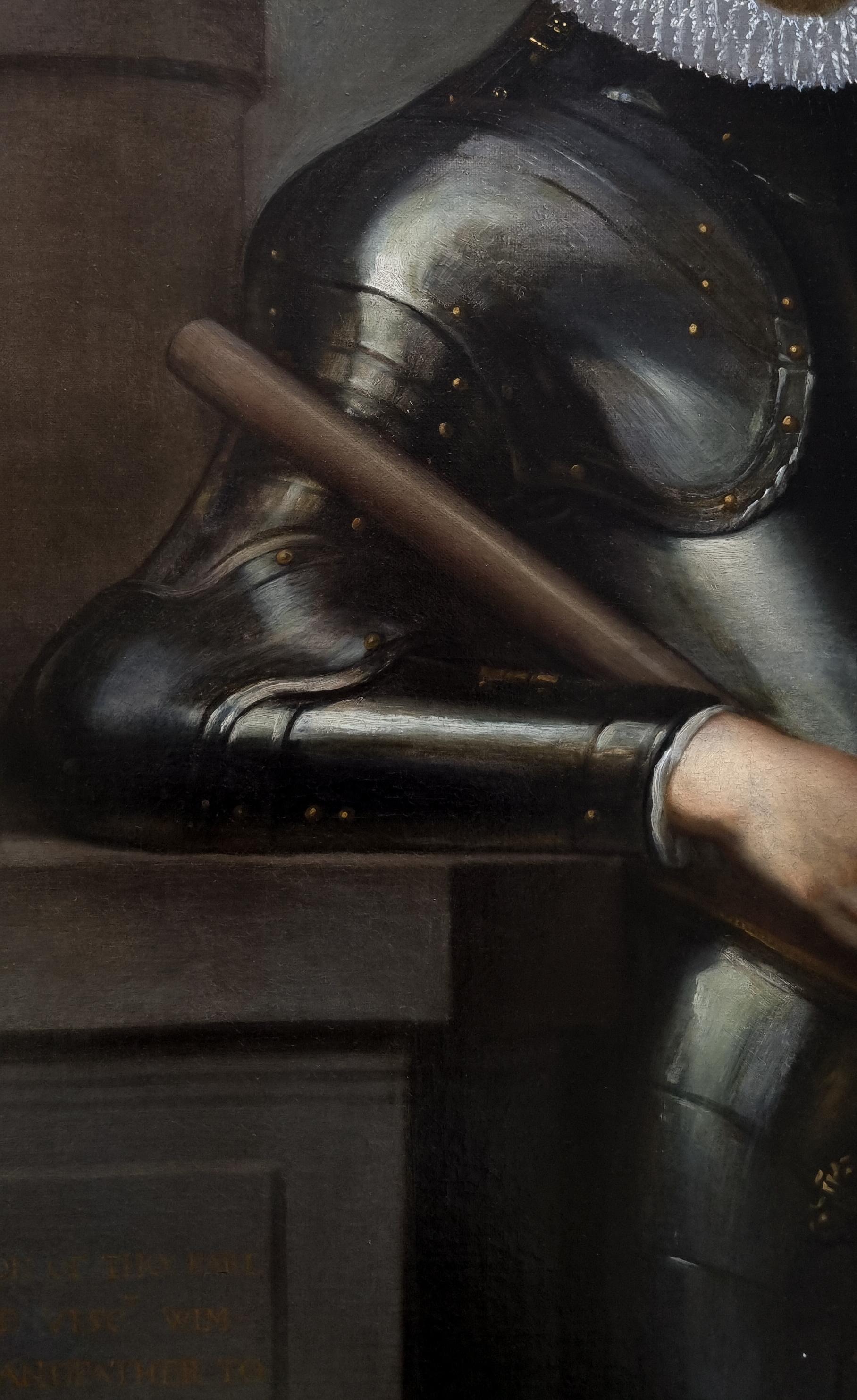Porträt eines Gentleman in Wappen und hält einen Baton, Provenienz des Herrenhauses im Angebot 6