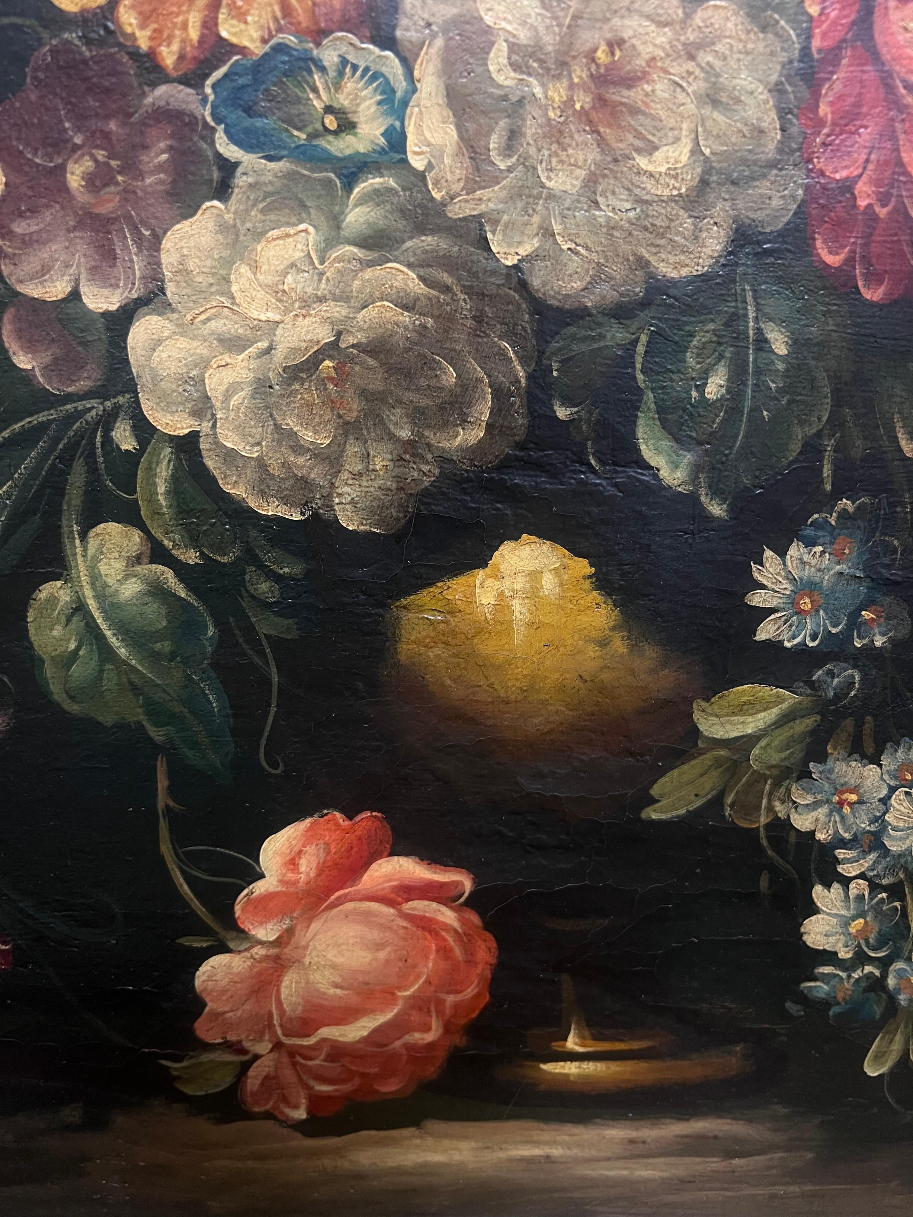 Elegant Floral Still Life 
Flemish School, 19th century
oil on canvas, framed
Framed: 33 x 25 inches
Canvas: 28 x 20 inches
Provenance: private collection, England
Condition: very good condition 

For more any more information please do contact us