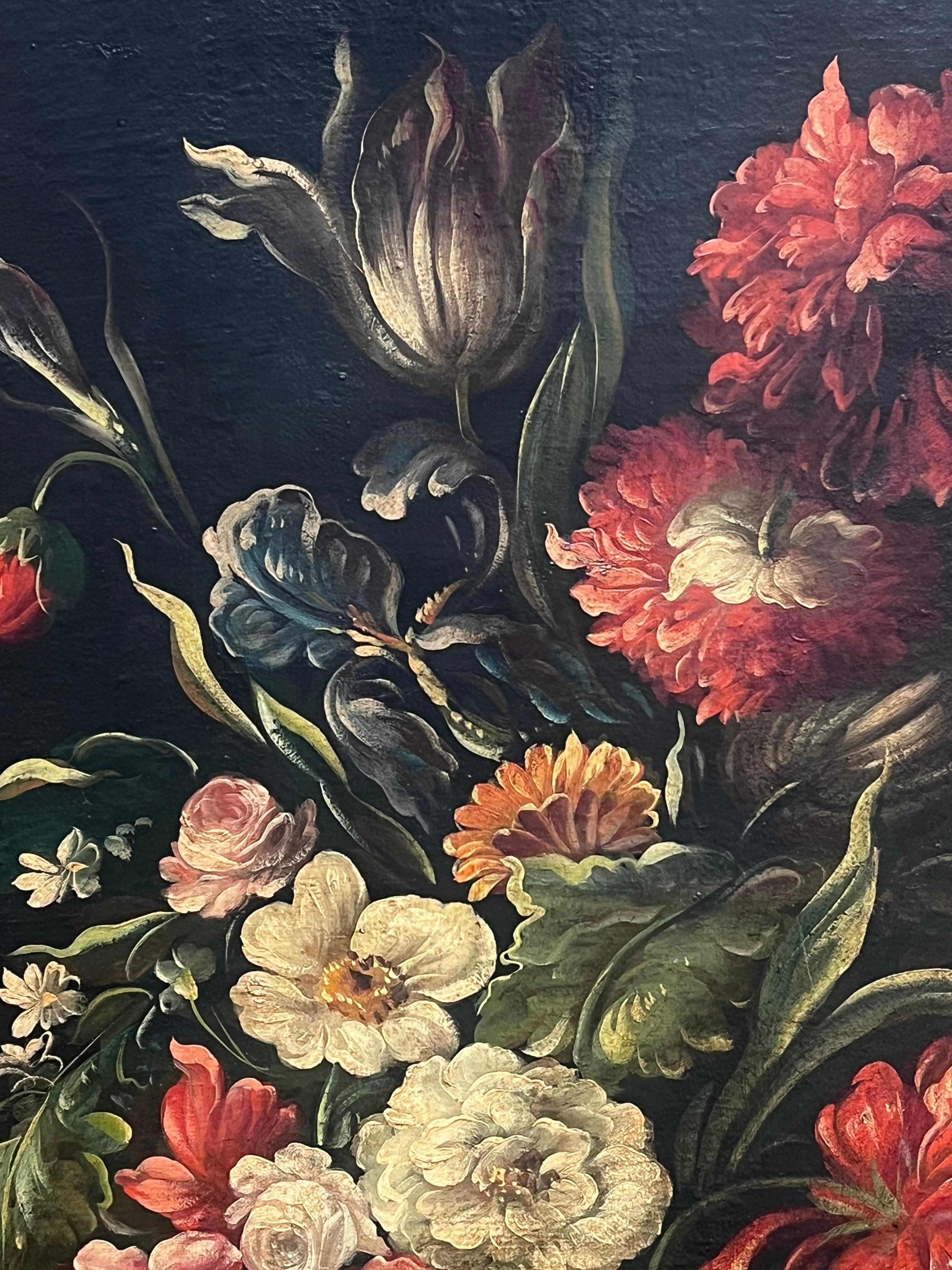 Gran Óleo Antiguo Opulento Bodegón Floral en Jarrón Dorado Arreglo Barroco - Painting Antiguos maestros de follower of Clara Peeters (Flemish, fl. 1607–1621)