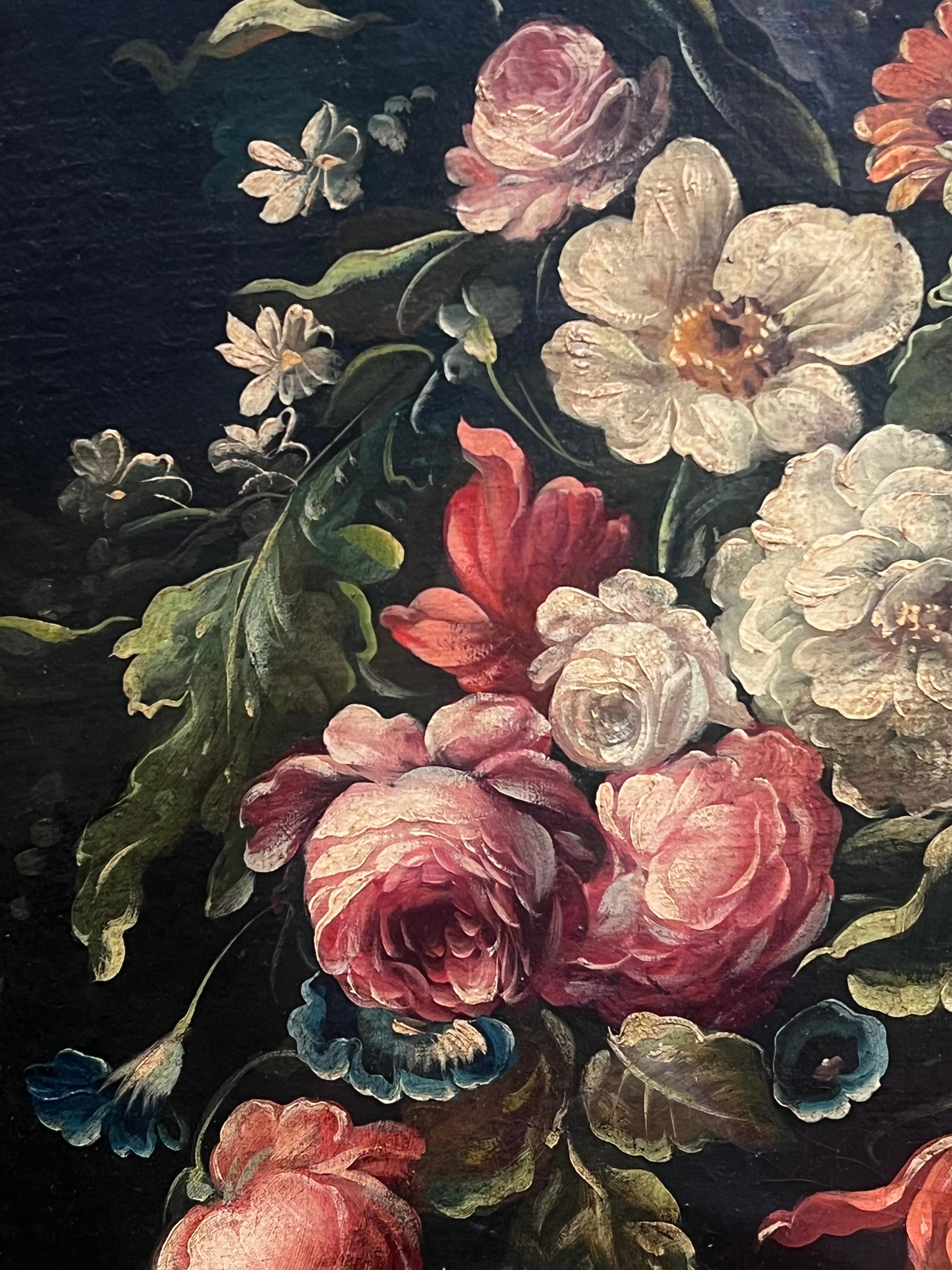 Opulento bodegón floral
Flemish School, 19th Century (Escuela flamenca, siglo XVII)
óleo sobre lienzo, enmarcado
Enmarcado: 33 x 25 pulgadas
Lienzo: 28 x 20 pulgadas
Procedencia: colección privada, Inglaterra
Estado: muy buen estado 

Para más