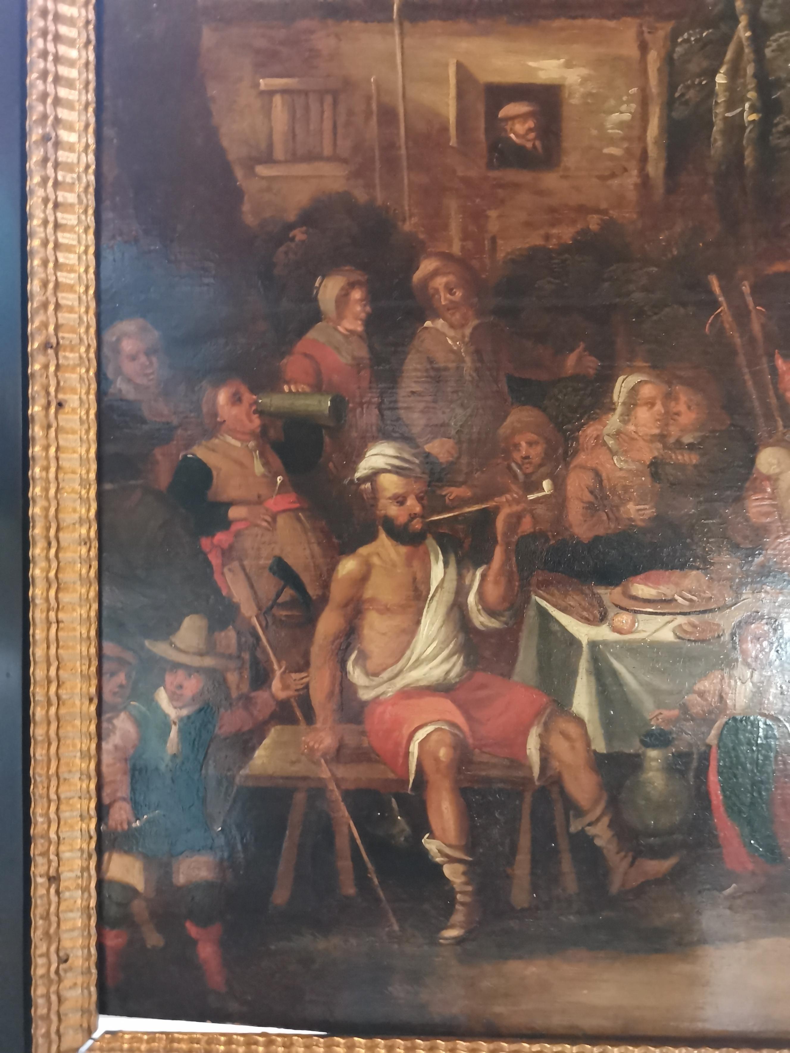 Follower of David Teniers the Younger, Oil on Panel of a Village Feast For Sale 2