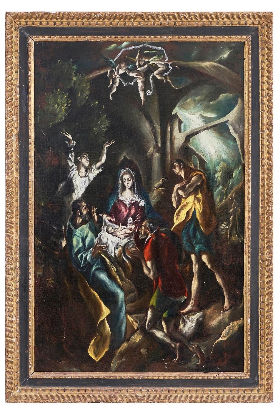The Adoration of the Shepherds - Painting by Follower of El Greco