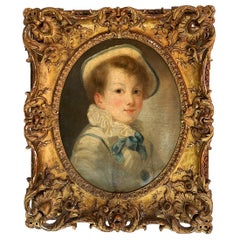 Follower of Fragonard Jean-Honoré "Portrait of a child" Carved Frame