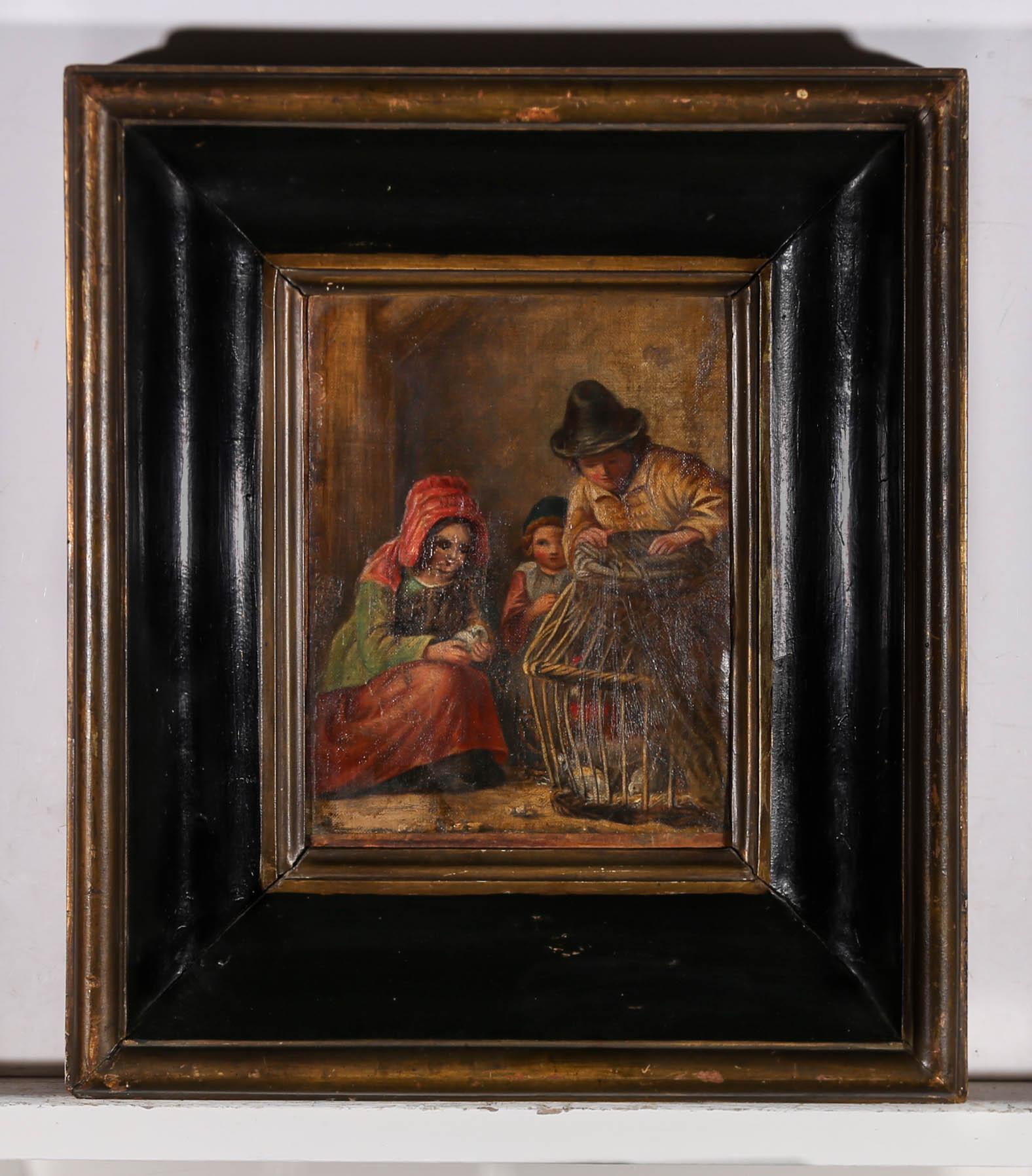 Follower of Henry Charles Bryant (1812-1890) - Mid 19th Century Oil, Caged Pets For Sale 1