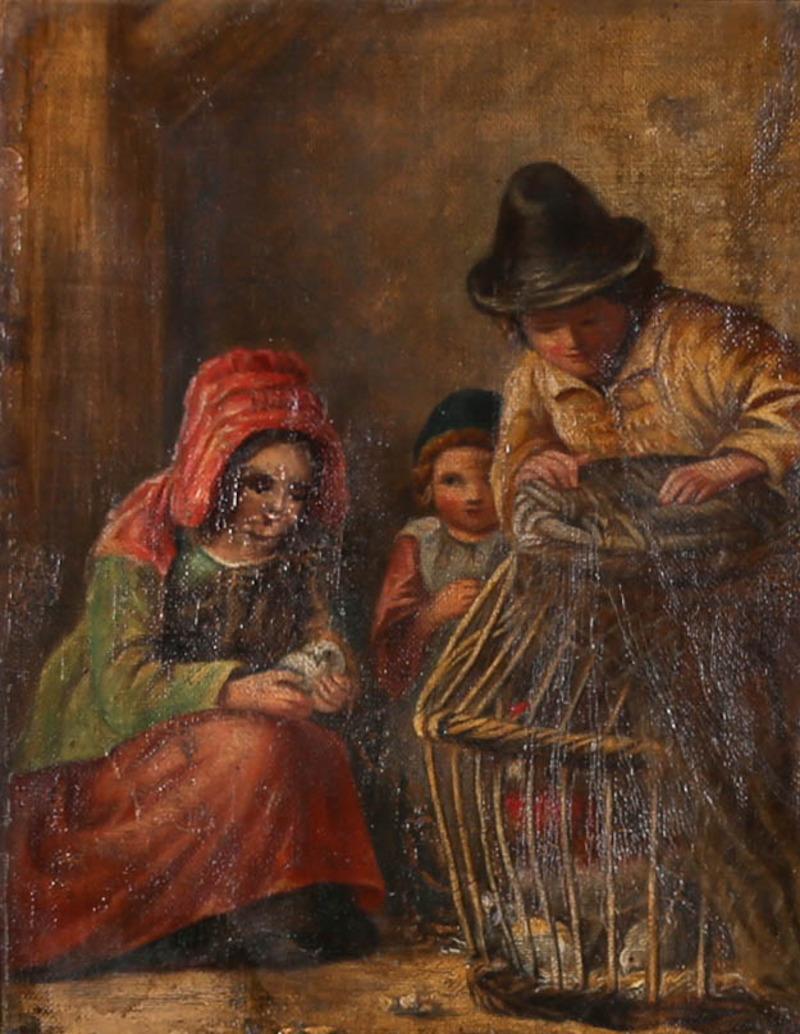 Follower of Henry Charles Bryant (1812-1890) - Mid 19th Century Oil, Caged Pets For Sale 4