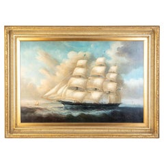 Follower of Henry Randolph Martz Large Signed American Tall Ship Nautical 