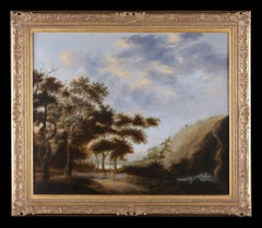 A woodland Pathway
Follower of Meindert Hobbema. Framed antique oil painting
