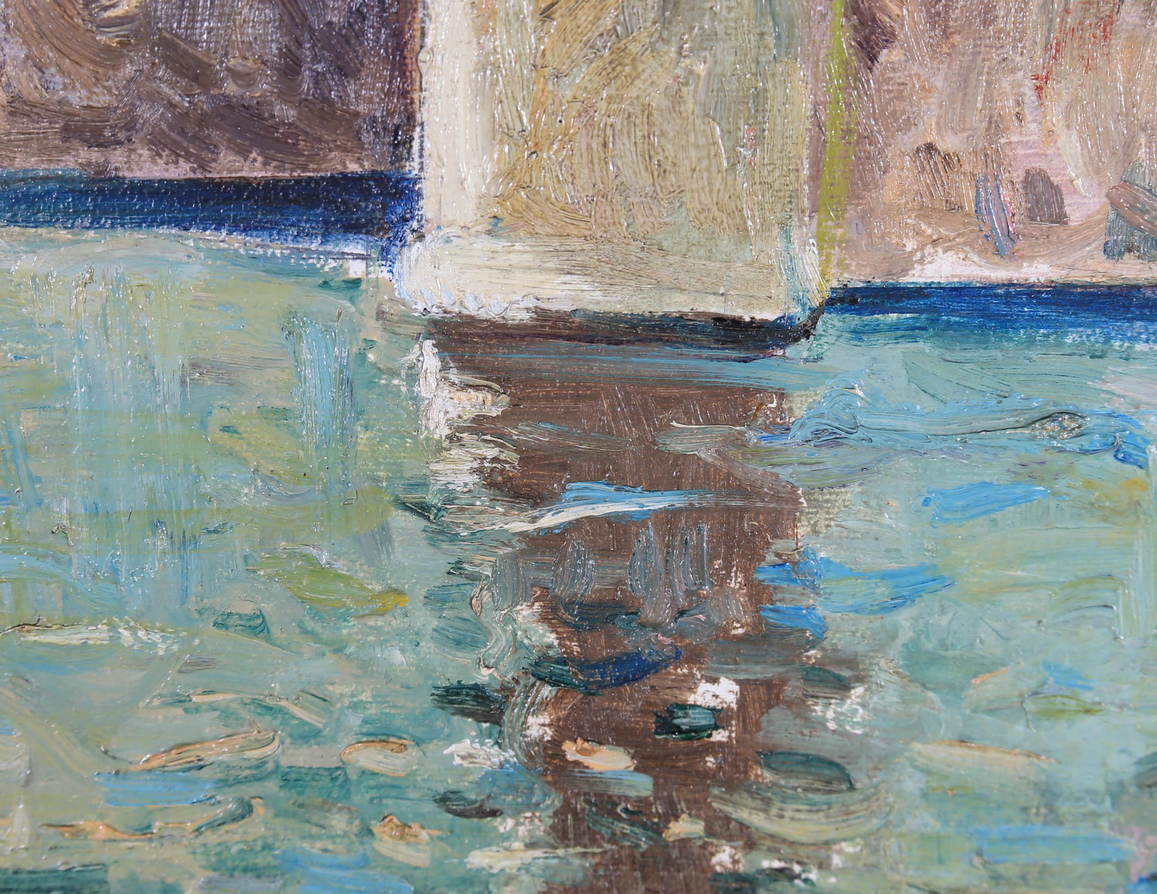 Follower of Norman Lloyd (1895-1983) - Framed 20th Century Oil, Seine Embankment For Sale 3