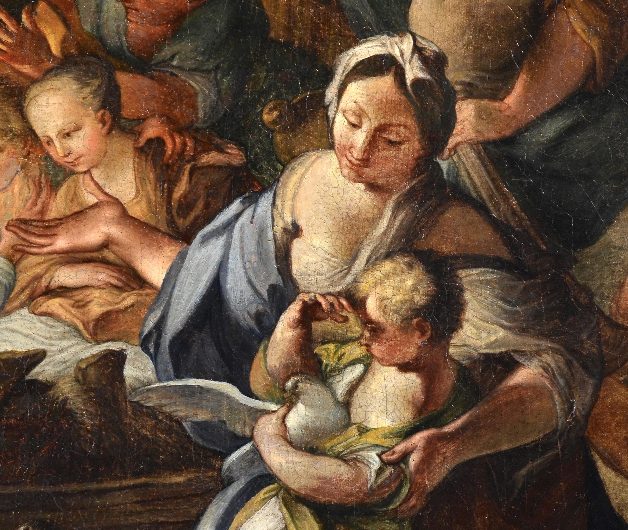 Adorazione dei pastori Pittura Olio su tela Italia XVIII secolo in vendita 1