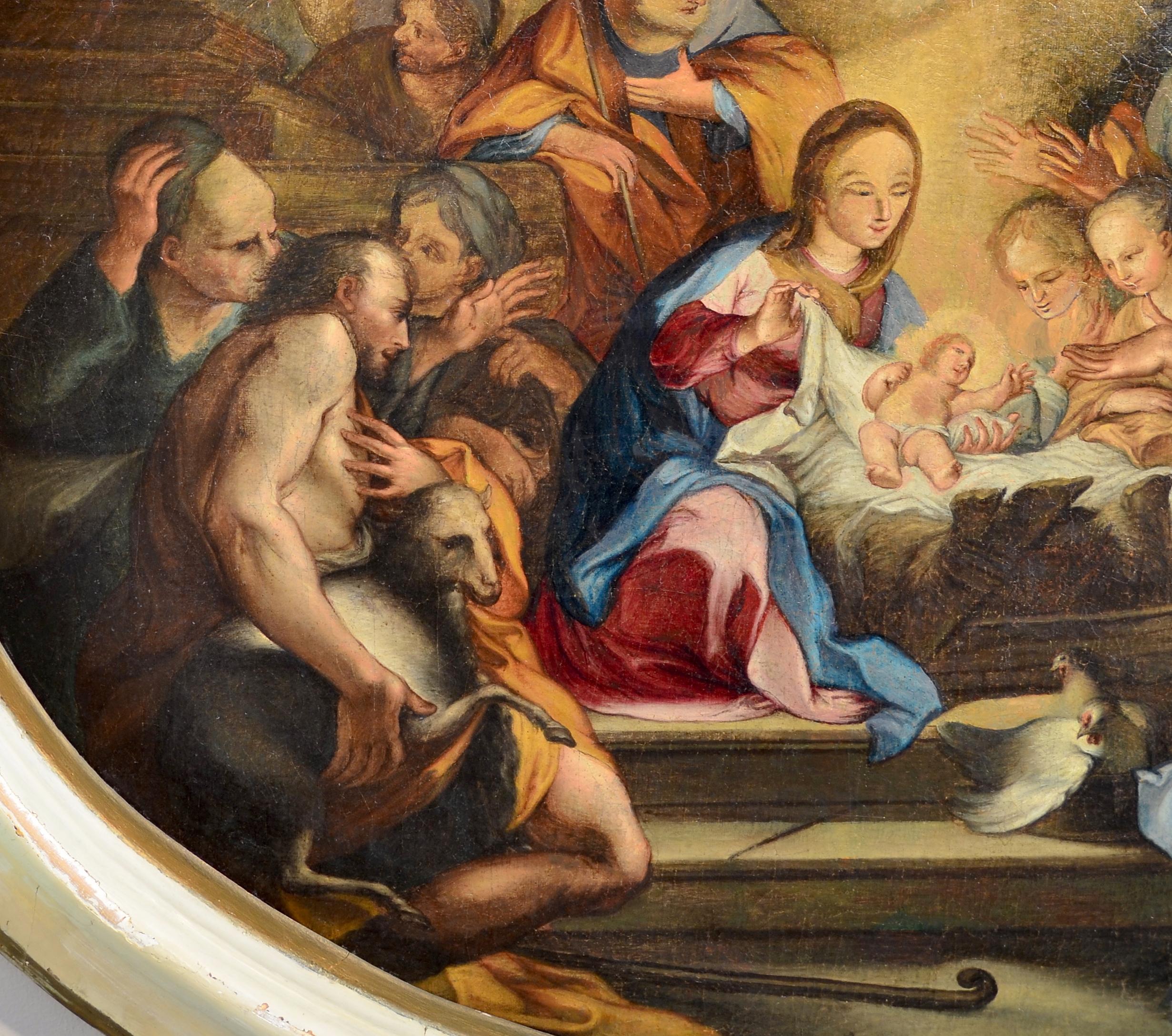 Adorazione dei pastori Pittura Olio su tela Italia XVIII secolo in vendita 3