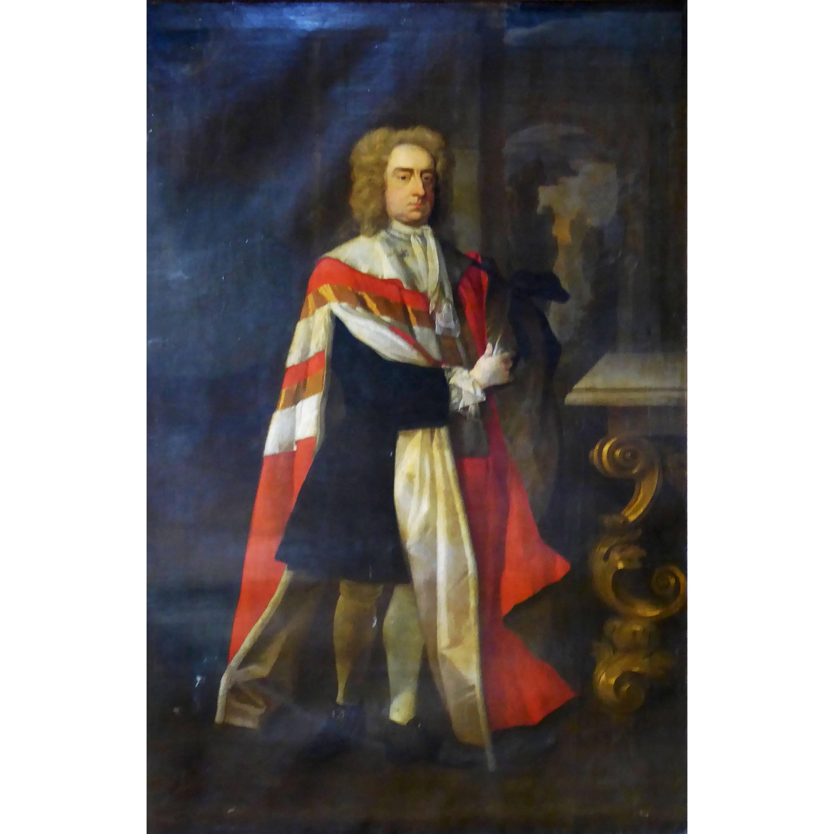 Follower of Sir Godfrey Kneller Full Length Oil of Gentleman For Sale