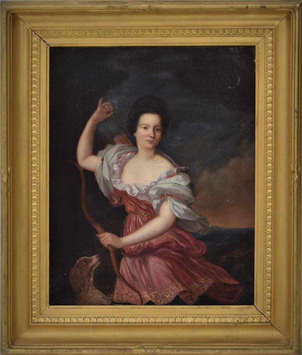 (Follower of) Sir Godfrey Kneller Portrait Painting - Godfrey Kneller (follower)18th century portrait  Diana the Huntress 