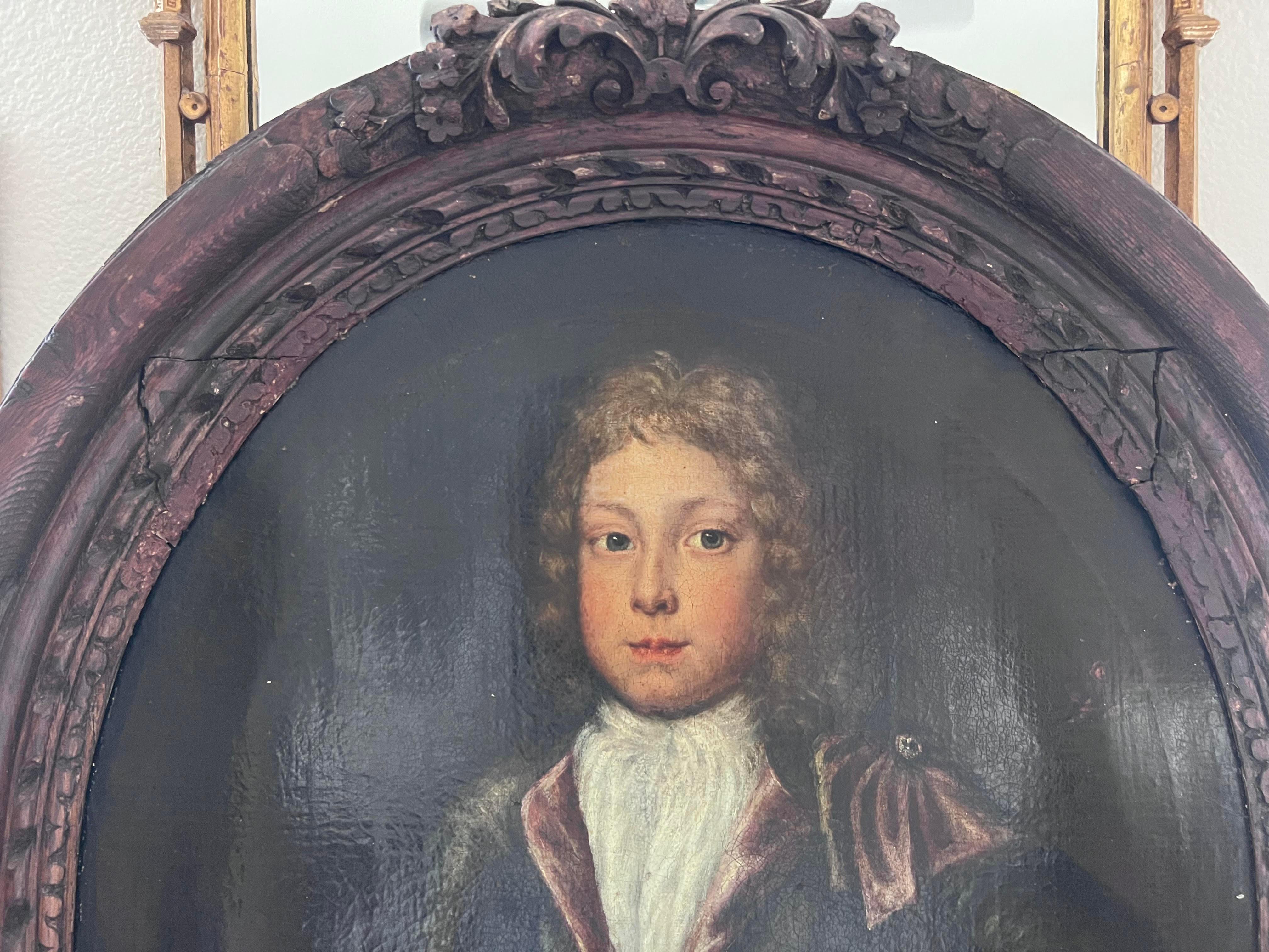 Baroque English Portrait of boy and his dog For Sale 6