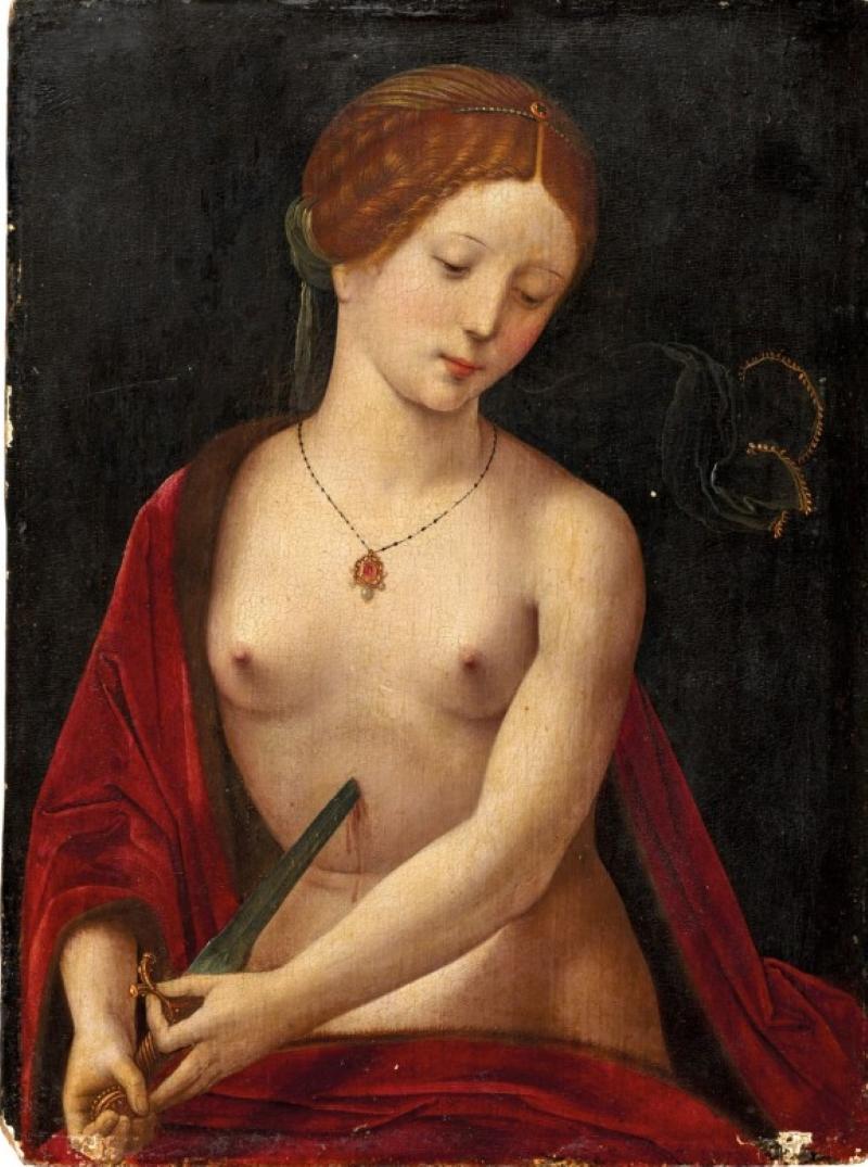 Eine faszinierende Lucretia von der Nachfolgerin des Meisters der weiblichen Halblängen im Angebot 8