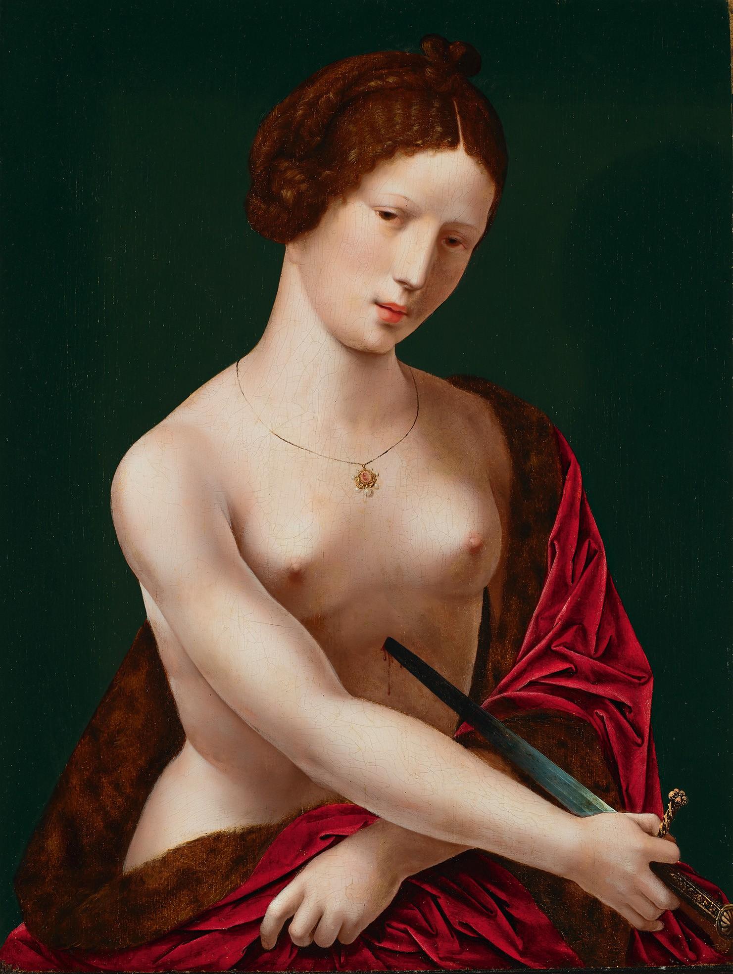 Eine faszinierende Lucretia von der Nachfolgerin des Meisters der weiblichen Halblängen im Angebot 9