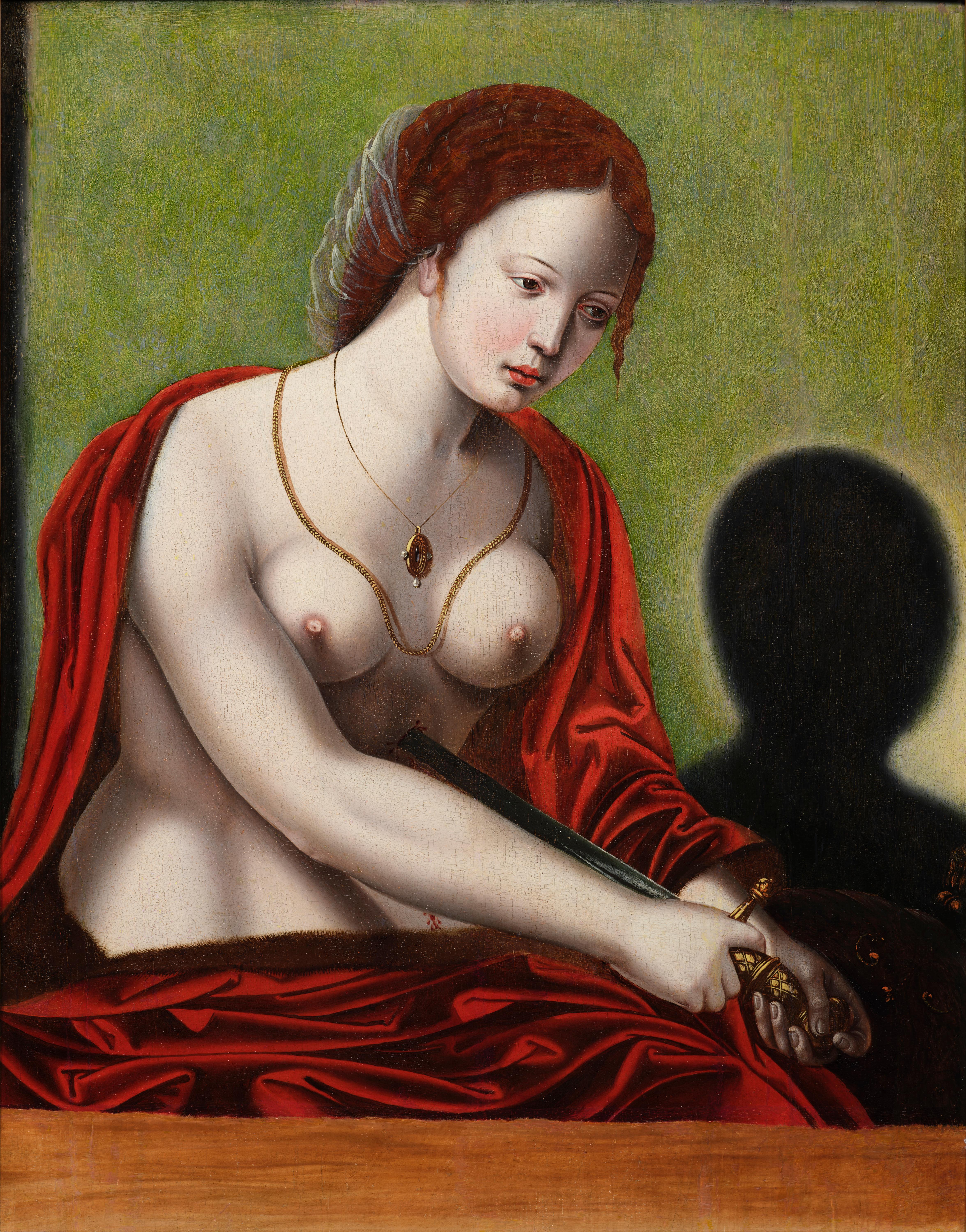 Eine faszinierende Lucretia von der Nachfolgerin des Meisters der weiblichen Halblängen – Painting von Follower of the Master of the Female Half Lengths