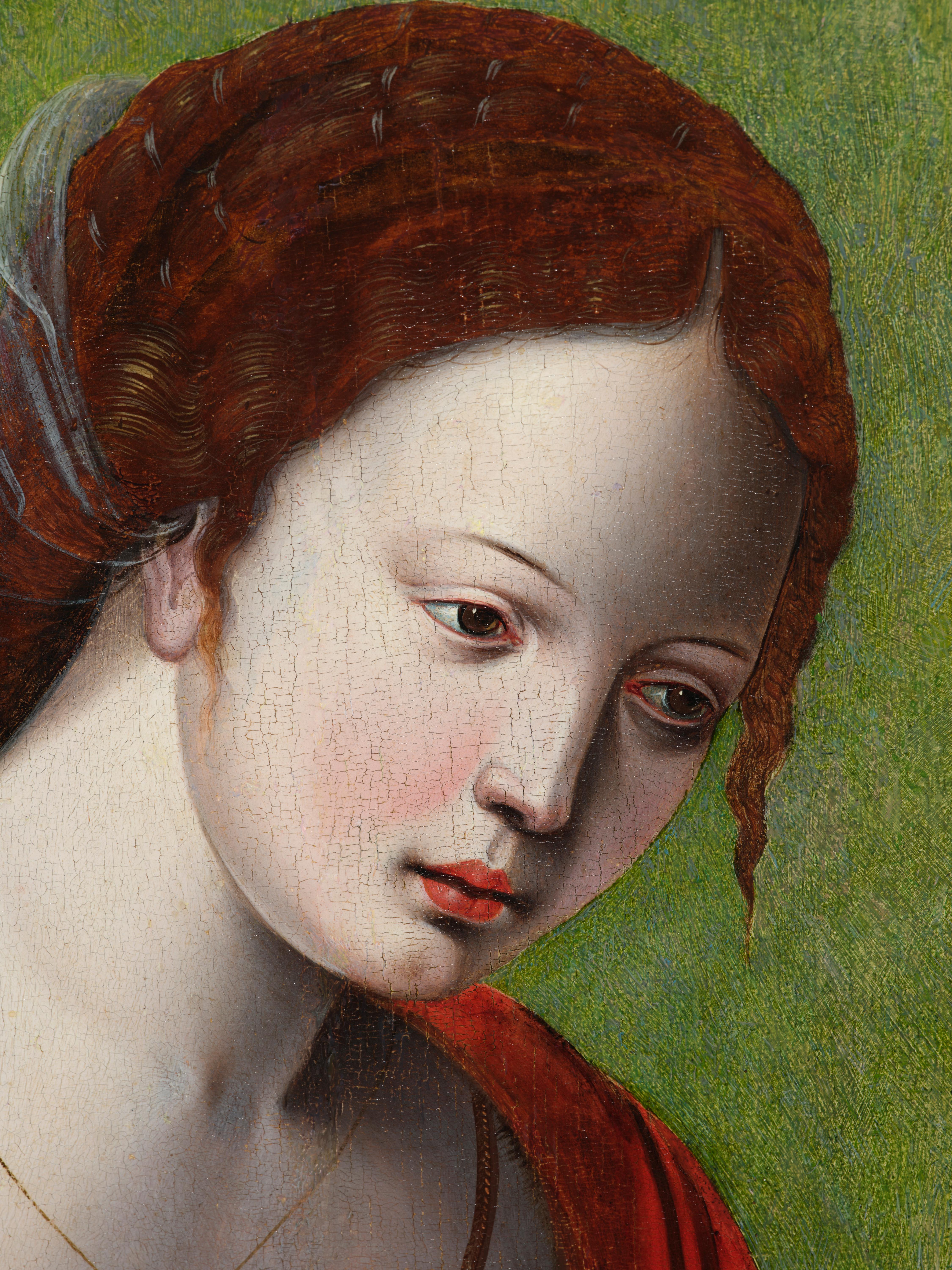 Eine faszinierende Lucretia von der Nachfolgerin des Meisters der weiblichen Halblängen (Braun), Nude Painting, von Follower of the Master of the Female Half Lengths