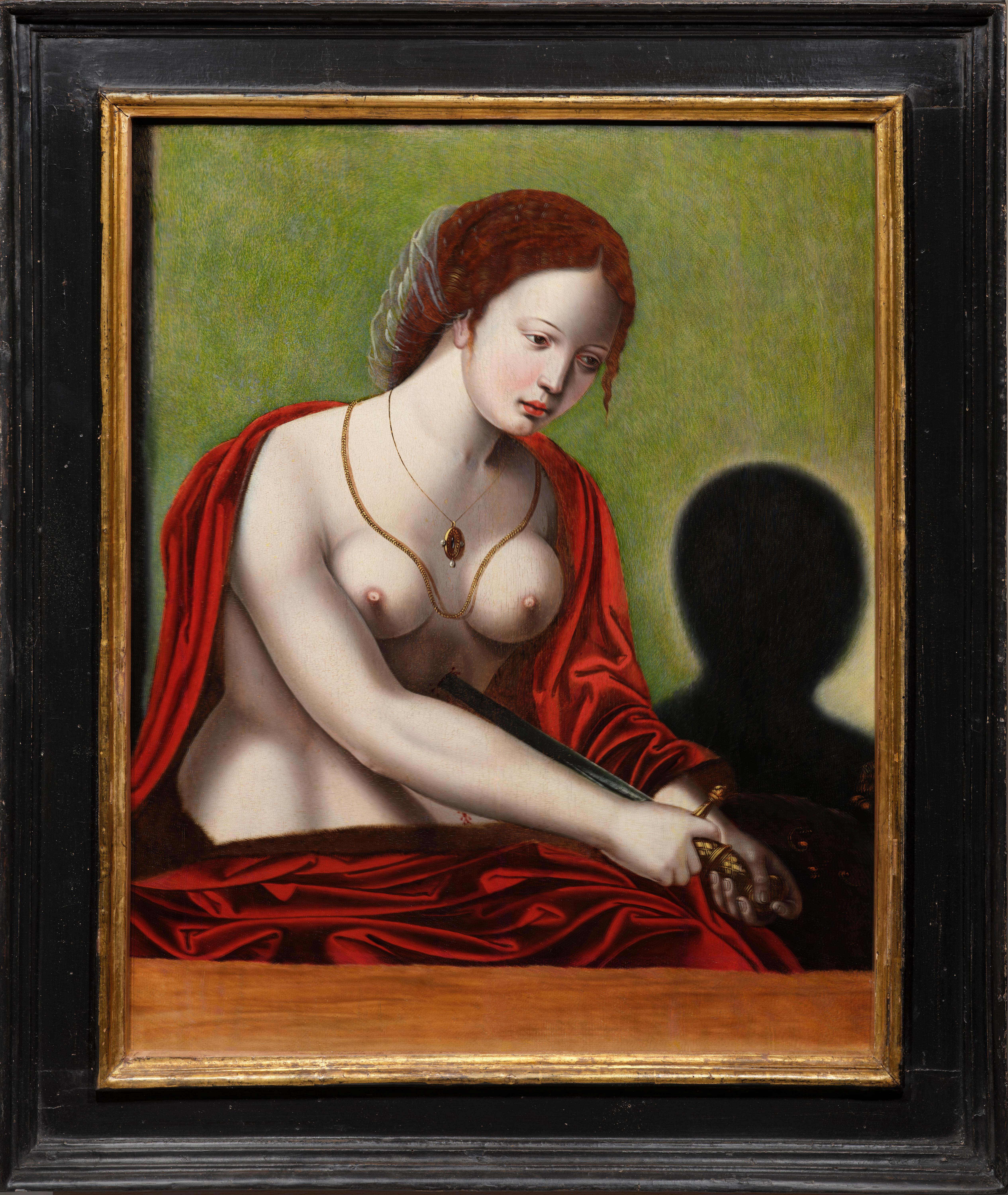 Follower of the Master of the Female Half Lengths Nude Painting – Eine faszinierende Lucretia von der Nachfolgerin des Meisters der weiblichen Halblängen