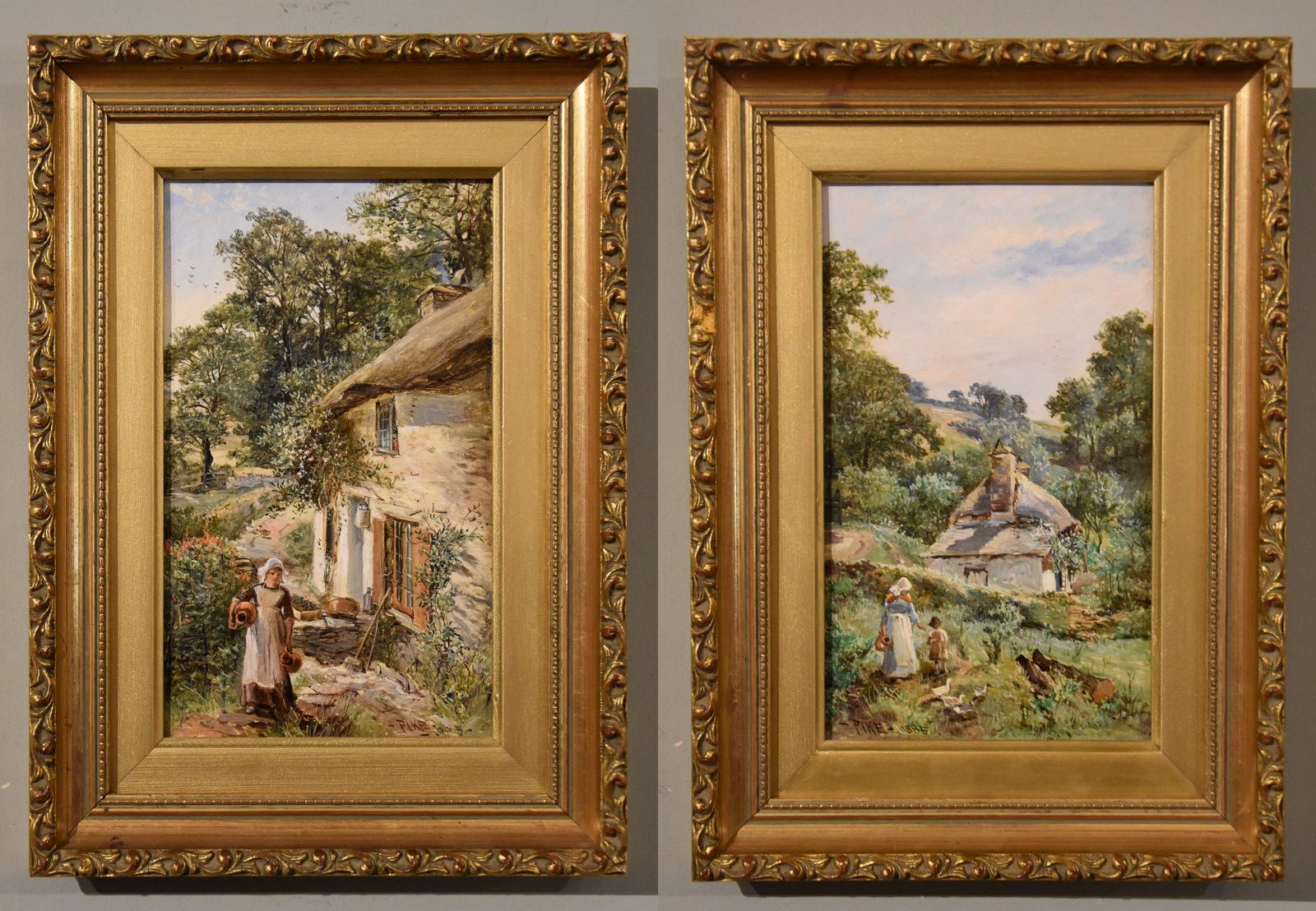 Ölgemälde von William Henry Pike "Webley Well Cottage, Noss, Devon"