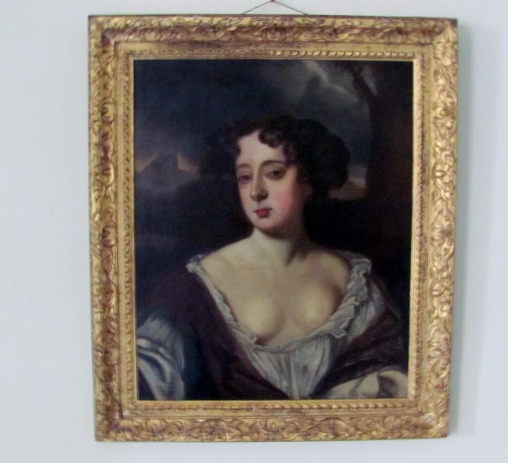 Portrait Painting follower of William Wissing - Portrait de la reine Marie II du XIXe siècle réalisé par William Wissing (photo jointe)