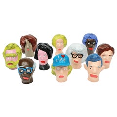 'Followers' Sculptures by Alan Fears Paper Mache Pop Art Heads