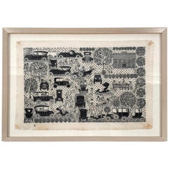 Folly Cove Designers Hand Block Printed Textile with Antique Automobiles