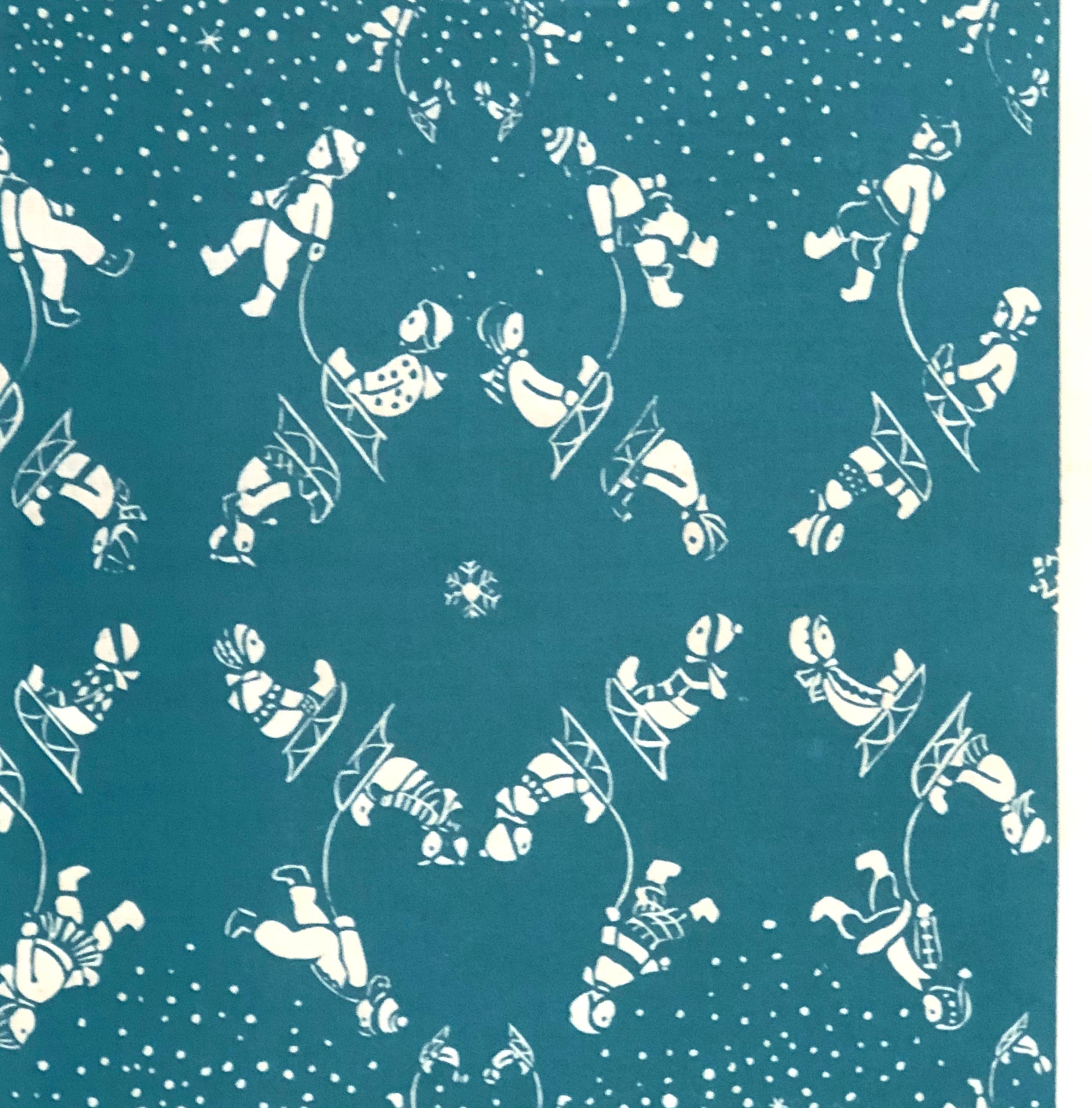 Hand-Crafted Folly Cove Designers Snow Flurry Hand Block Print