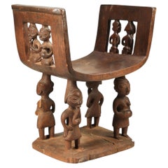 Fon Carved Wood Ceremonial Seat or throne with Multiple Figures, Benin, Africa