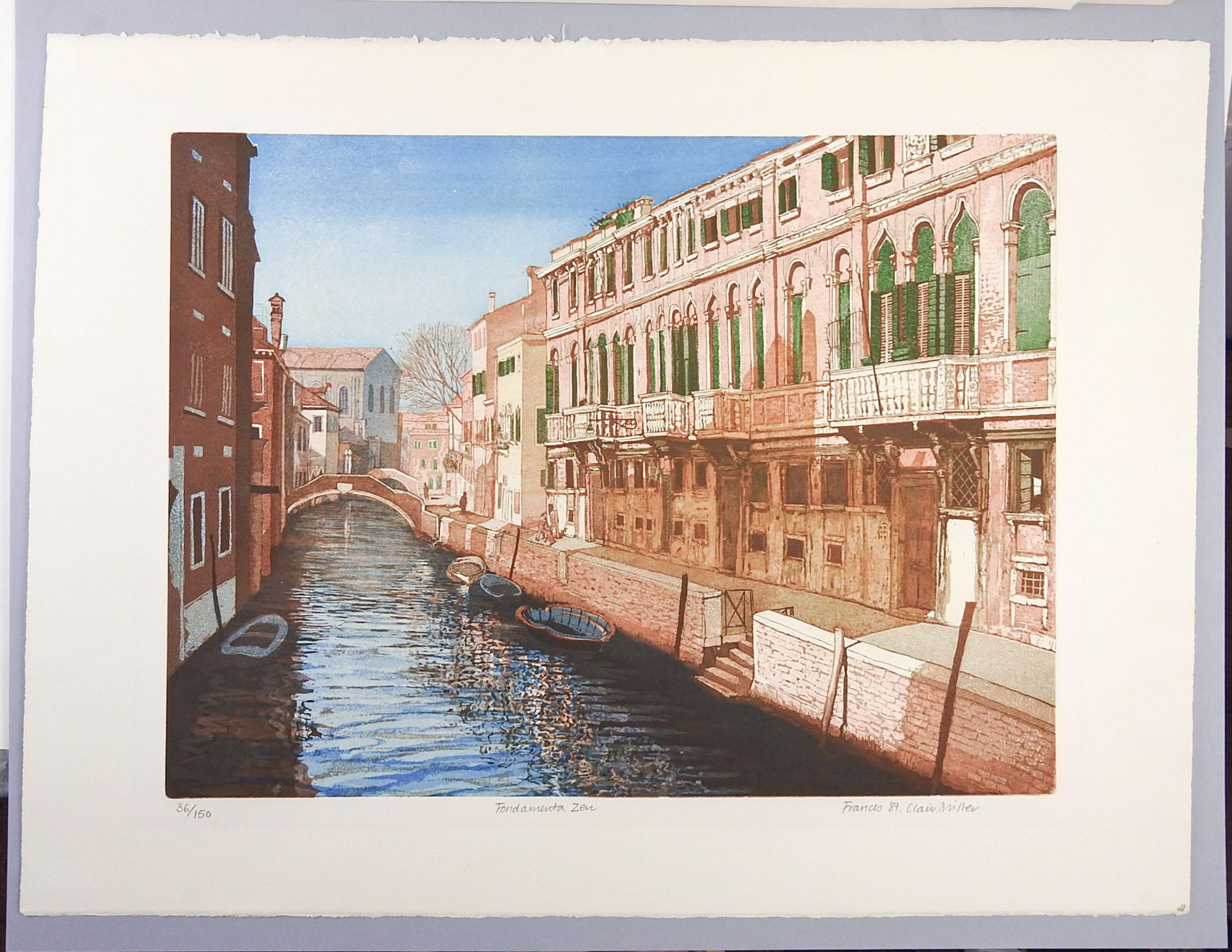 Fondamenta Zen Canal Venice Italy Etching In Good Condition For Sale In Seguin, TX