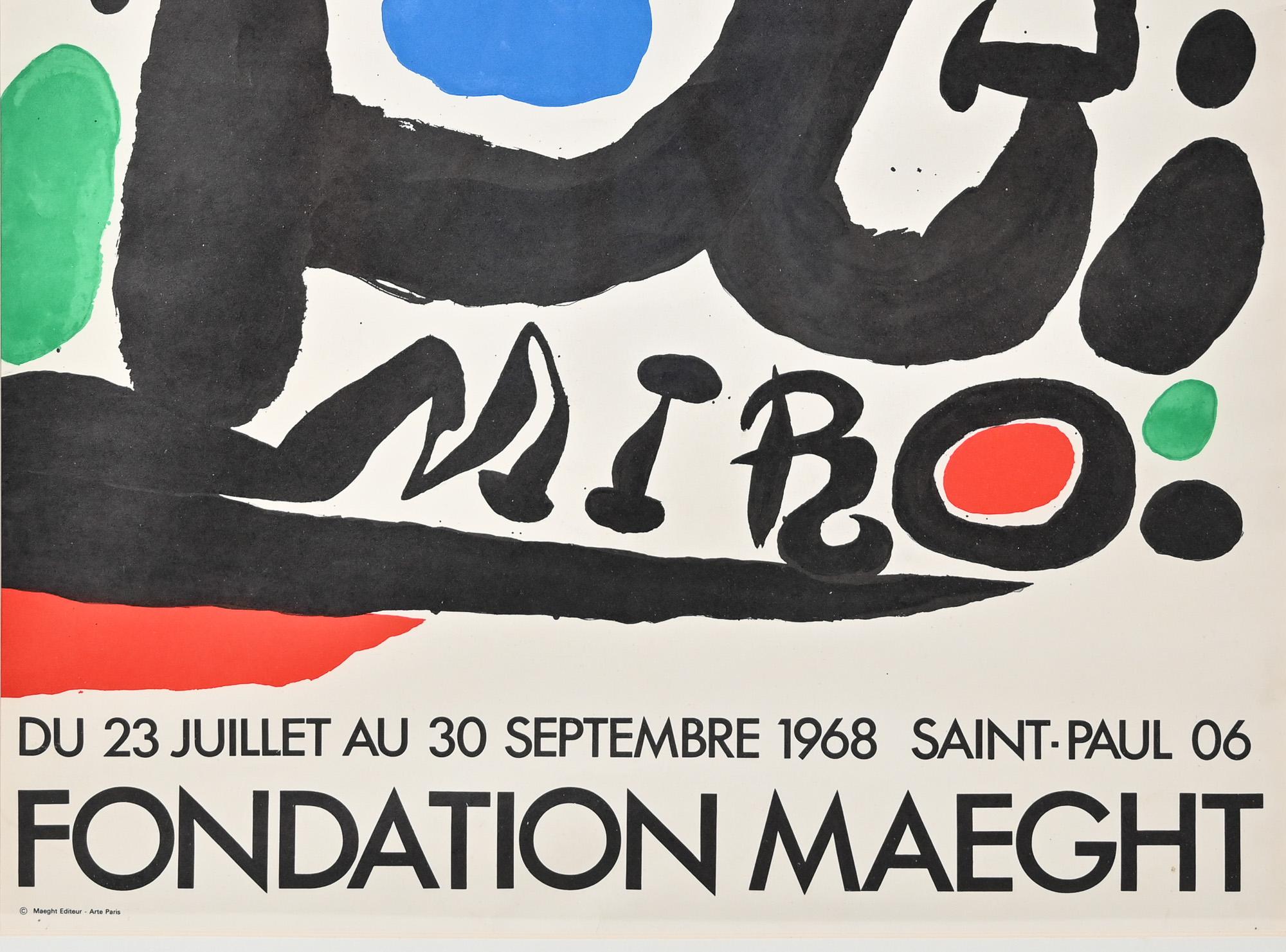 French Fondation Maeght Joan Miro Abstract Poster 1968 For Sale