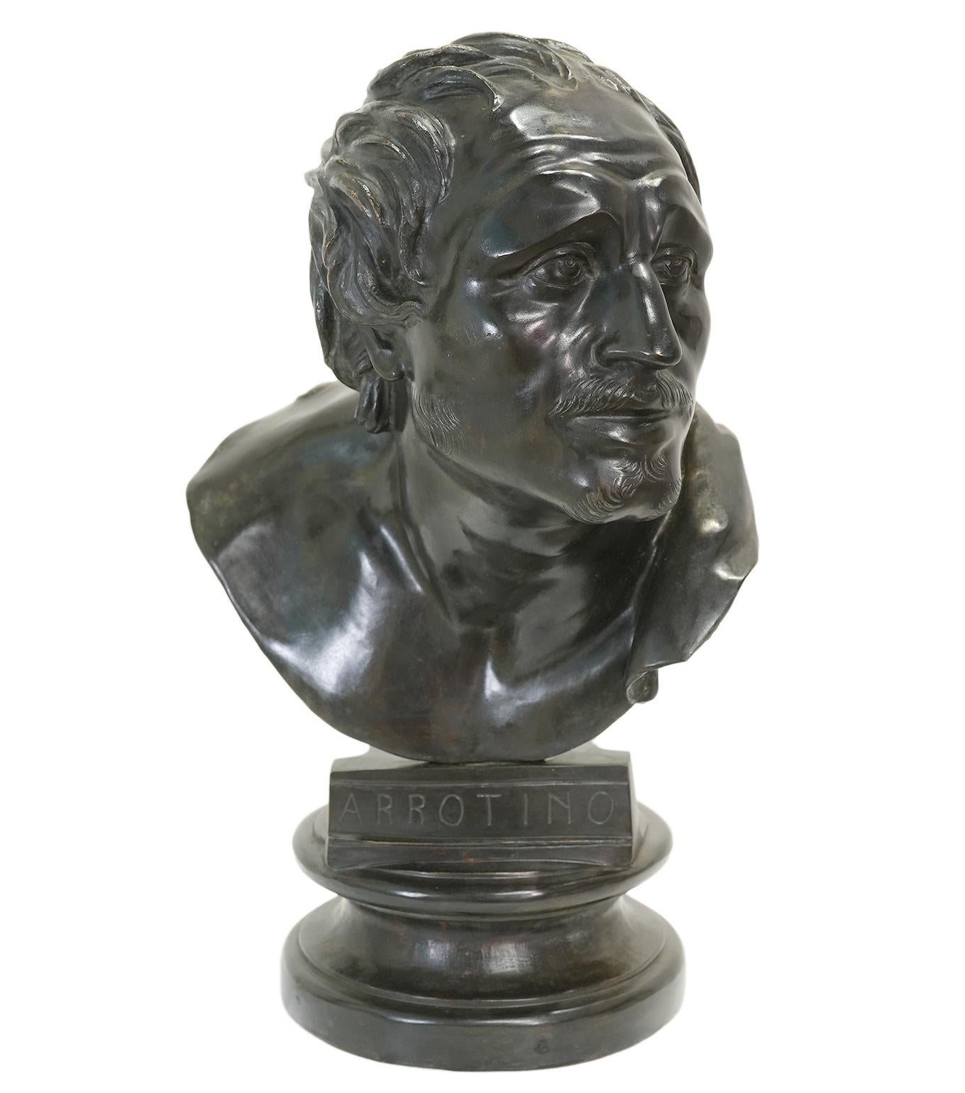 Fonderia Artistica Chiurazzi  Figurative Sculpture - Arrotino (Knife Sharpener) Fonderia Chiurazzi Life-size Bronze Bust Sculpture