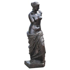 Monumental Classical Italian Venus de Milo Goddess Patinaed Bronze Statue