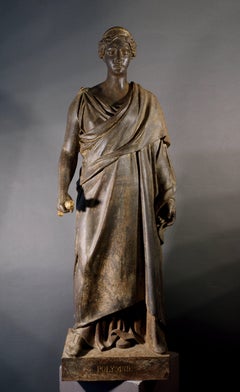 Fundición Tusey, "Polyhymnia", imponente escultura de hierro fundido Siglo XIX