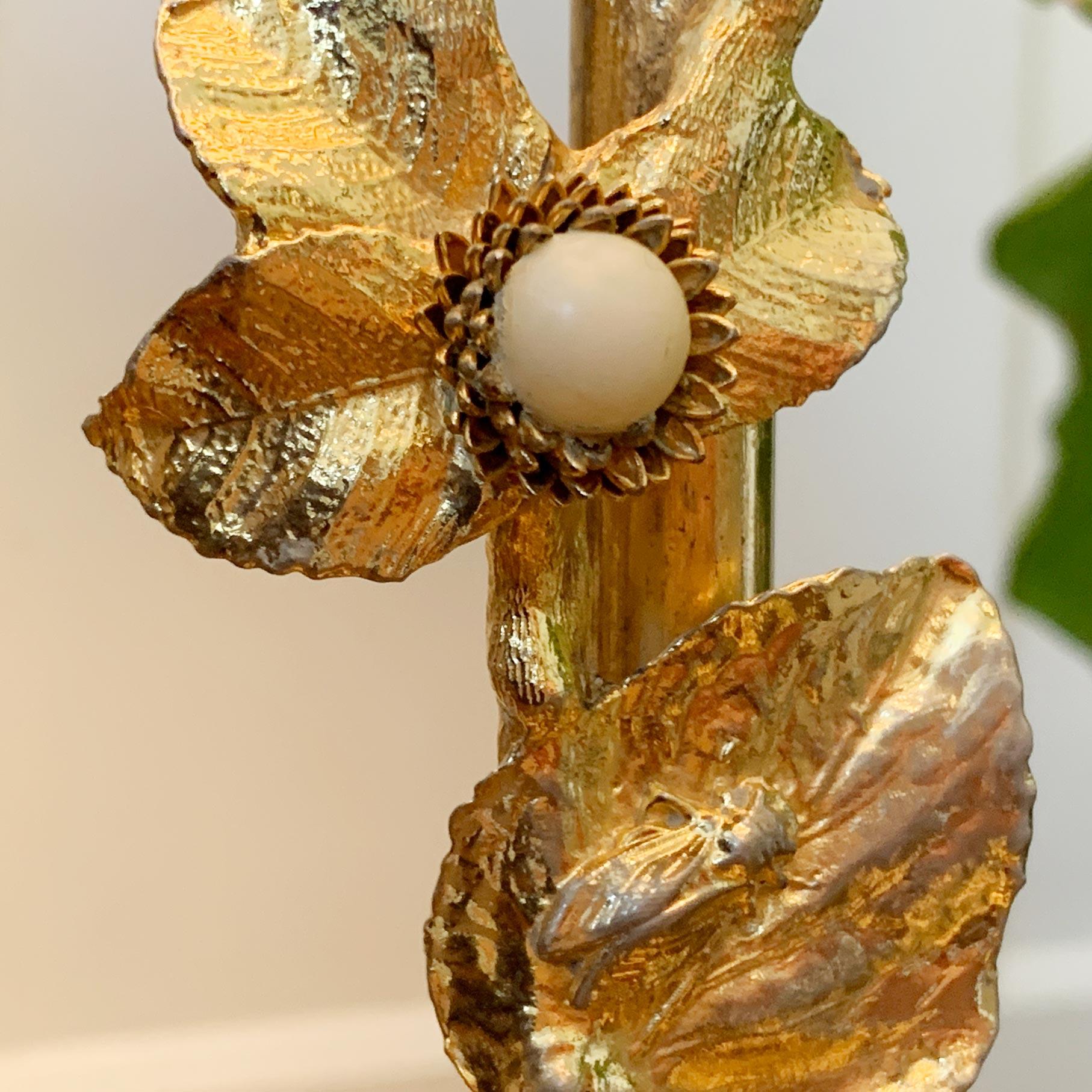 Gilt Fondica Bird & Flowers Table Light, by Regis Dho For Sale