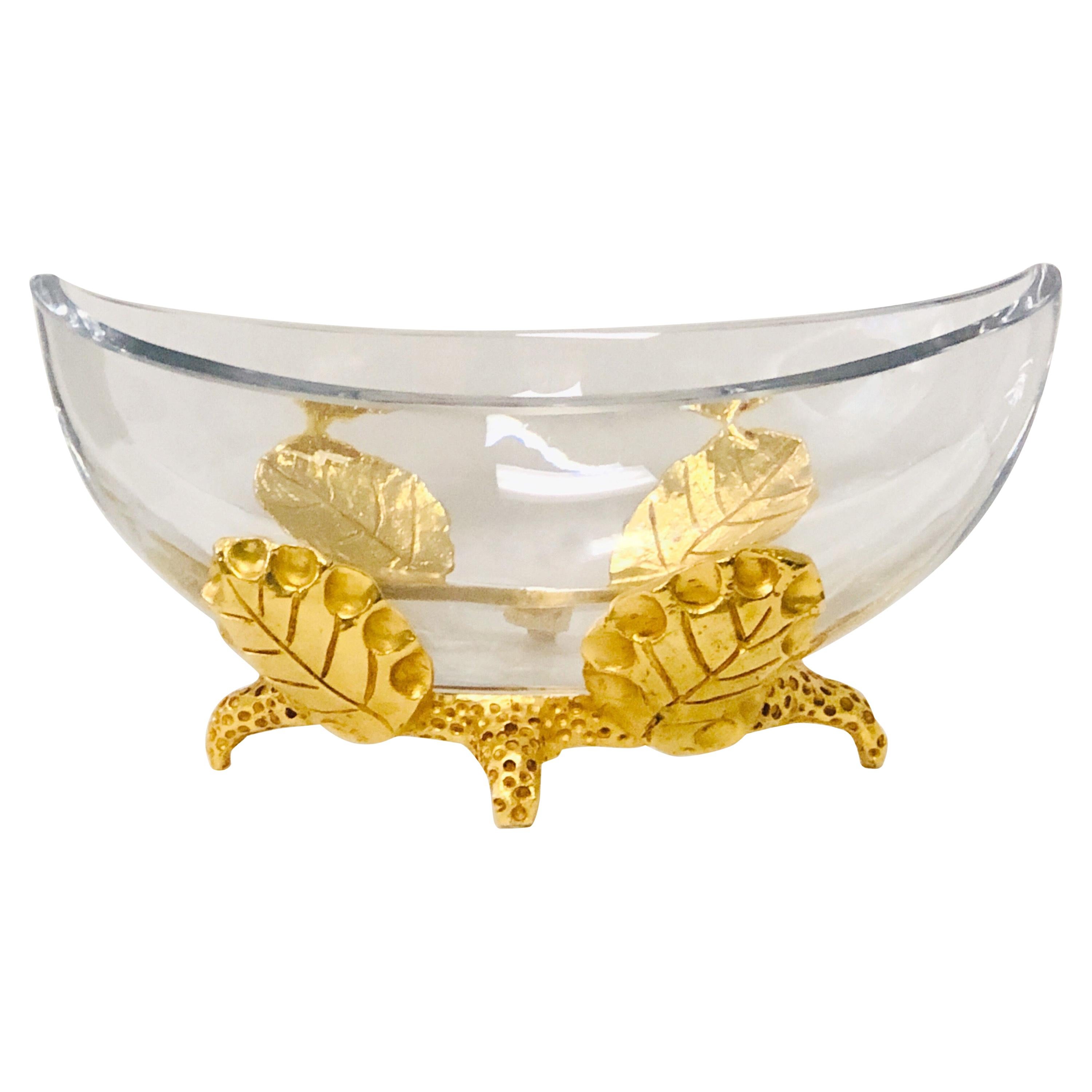 Fondica Bronze and Crystal Large  Bowl Centerpiece by Mathias For Sale