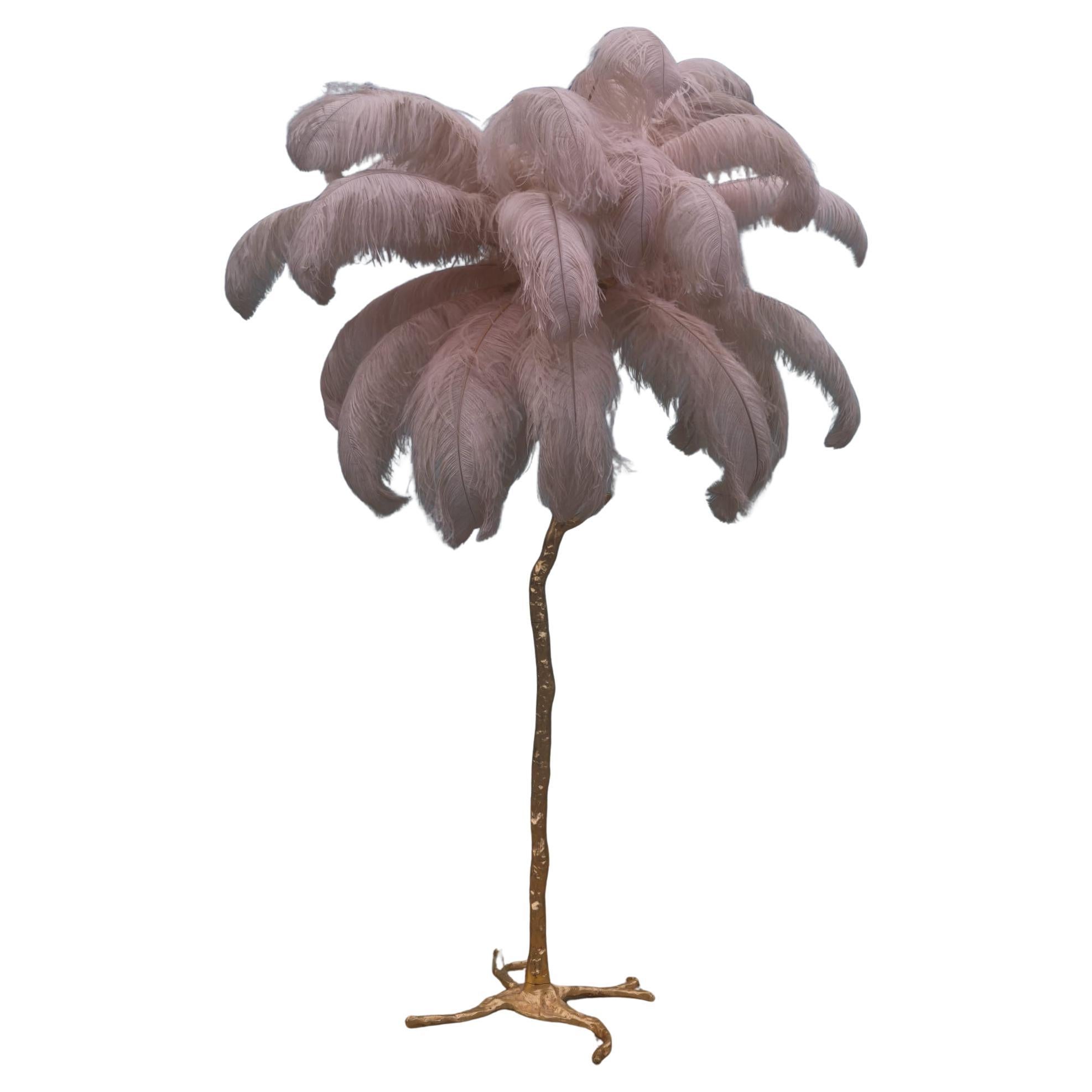 Fondica Bronze and Ostrich feathers floor lamp