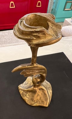 Fondica Casenove French 1980 Bronze Floral Candle Holder