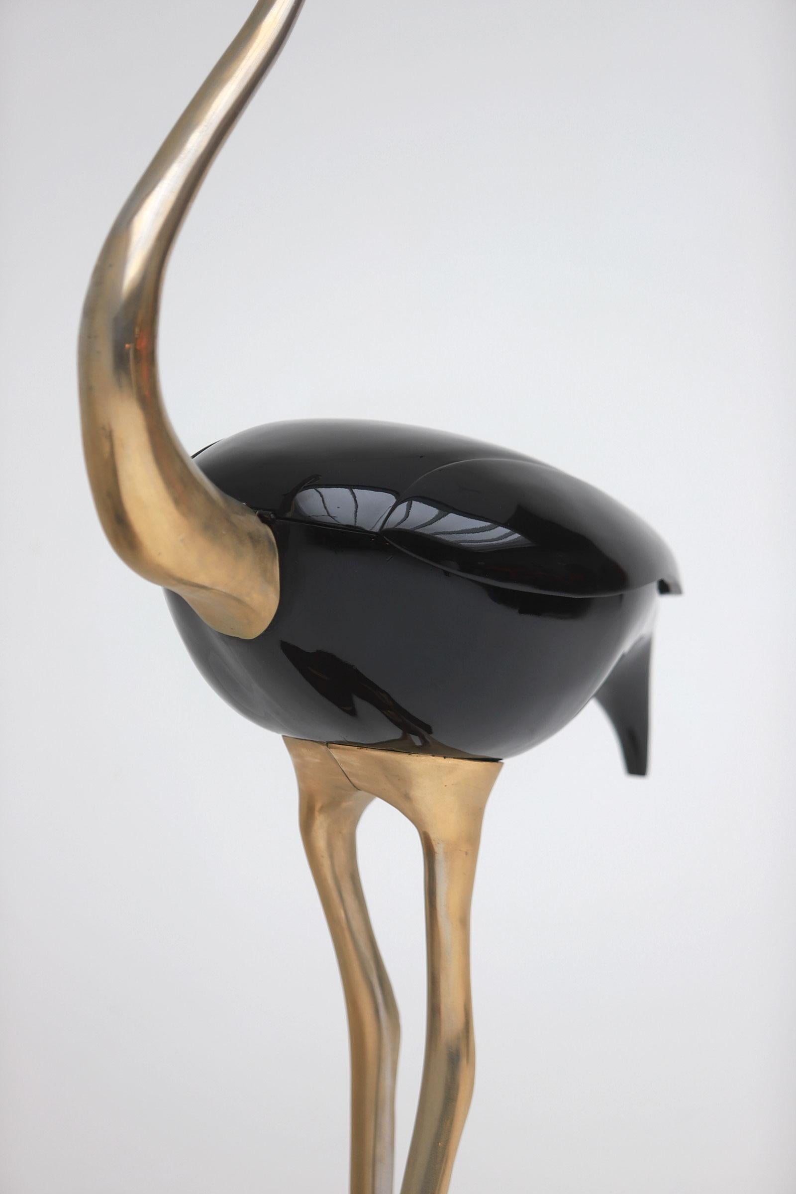 Lifesize Brass Flamingo with storage compartment by Fondica 1970s For Sale 8
