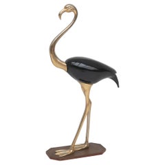 Vintage Lifesize Brass Flamingo with storage compartment by Fondica 1970s
